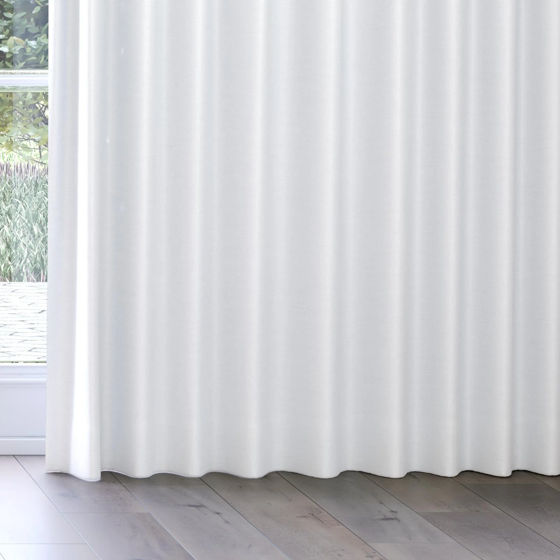 Bottom view of Celestial Snow, on curtain rail