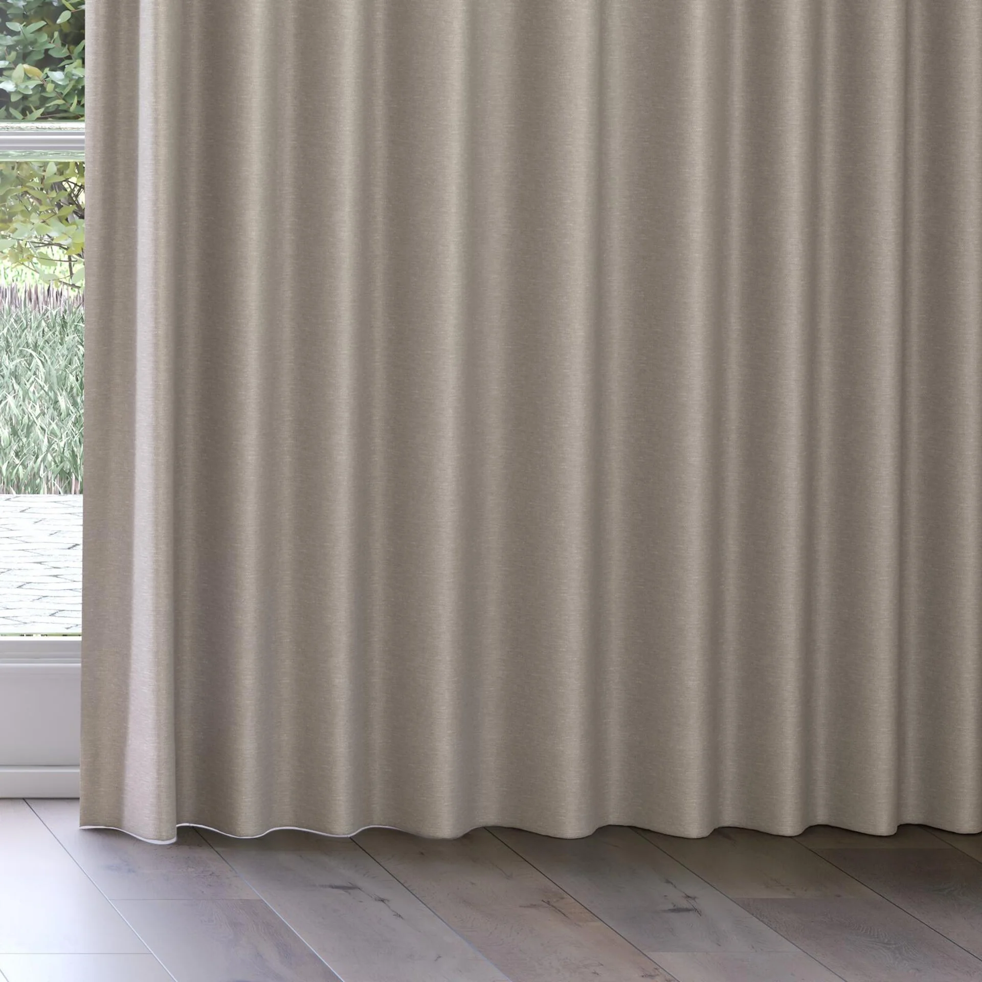 Bottom view of Colourwash Eco Mushroom, on curtain rail