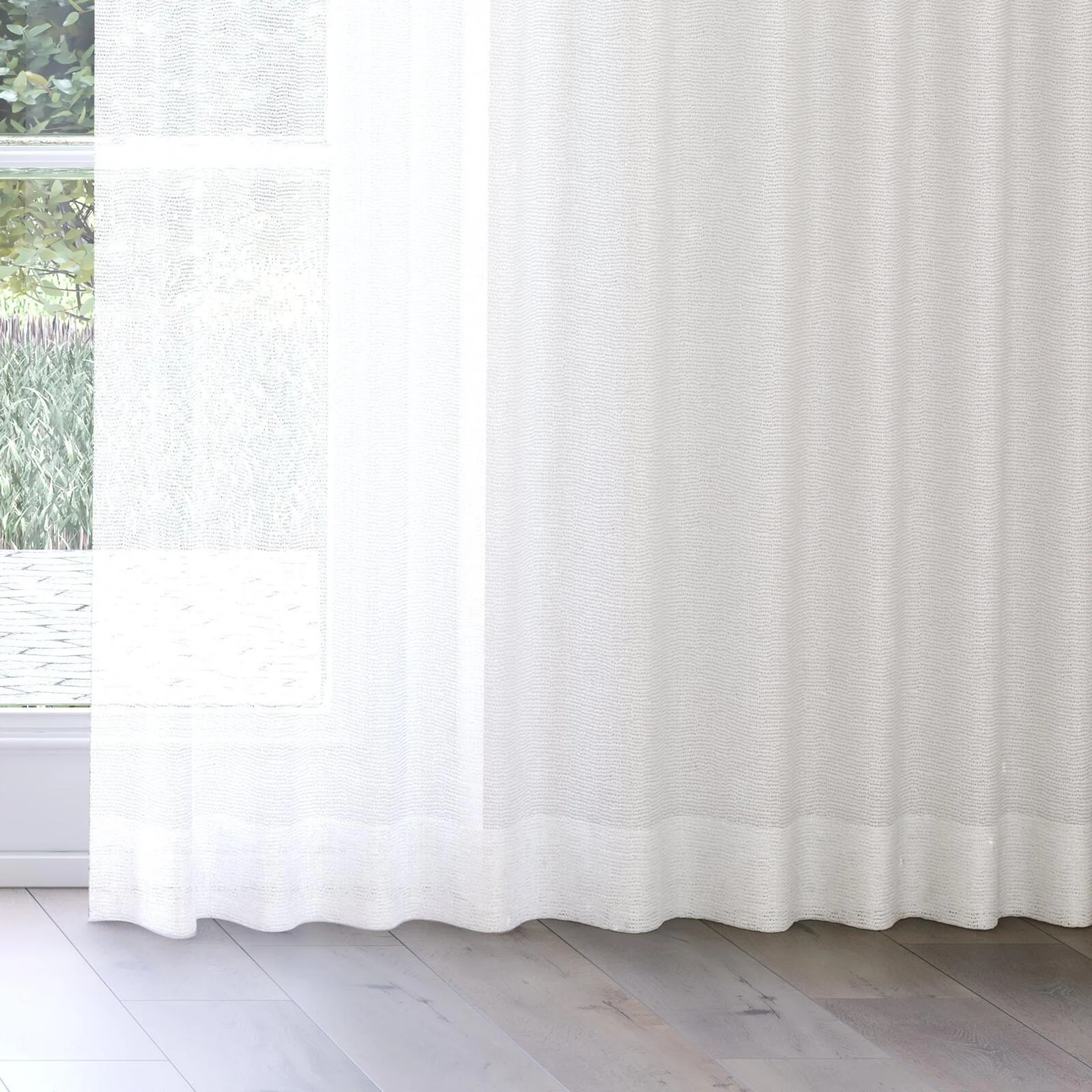 Bottom view of O'Keeffe Salt, on curtain rail