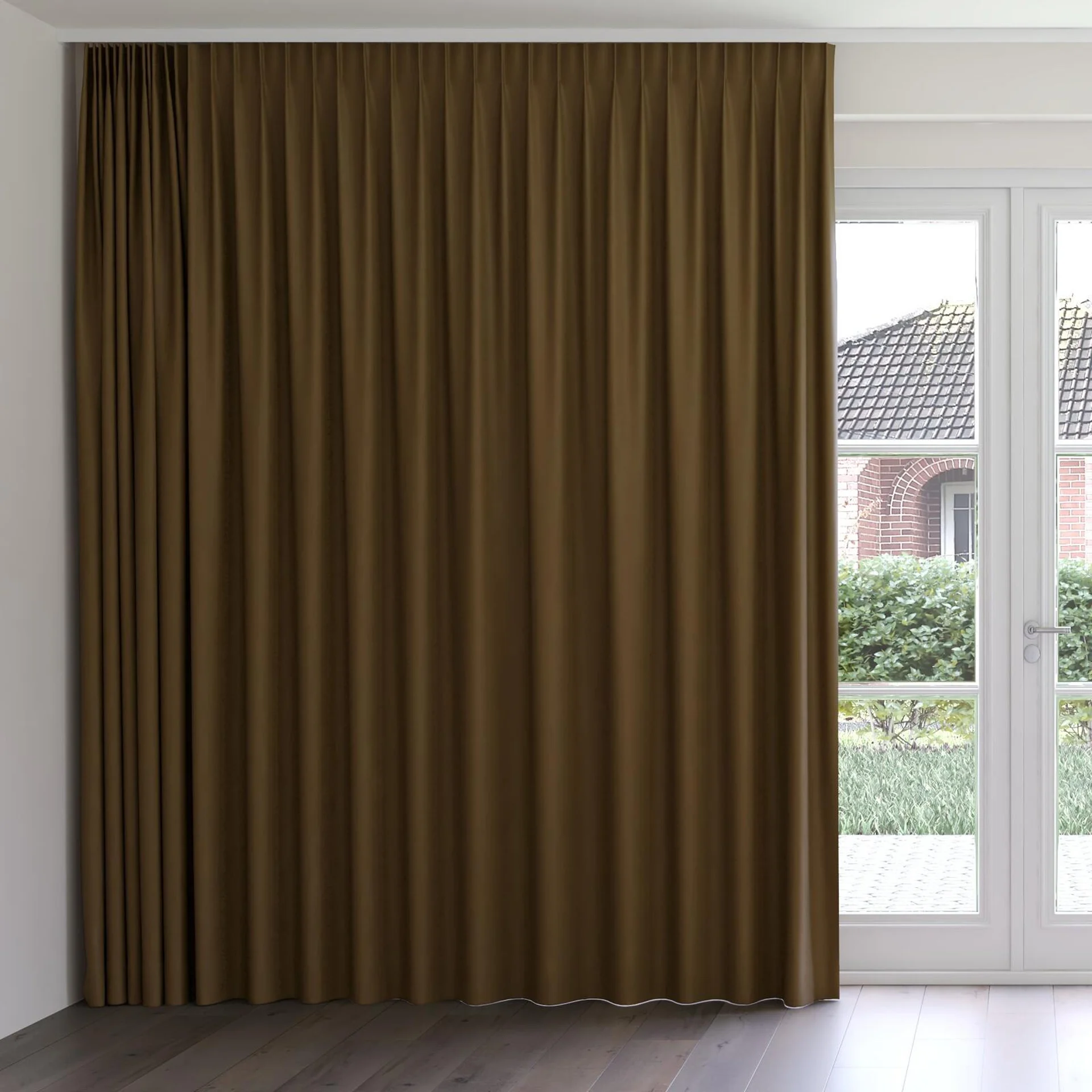 Front view of Maharaja II Ochre, on curtain rail