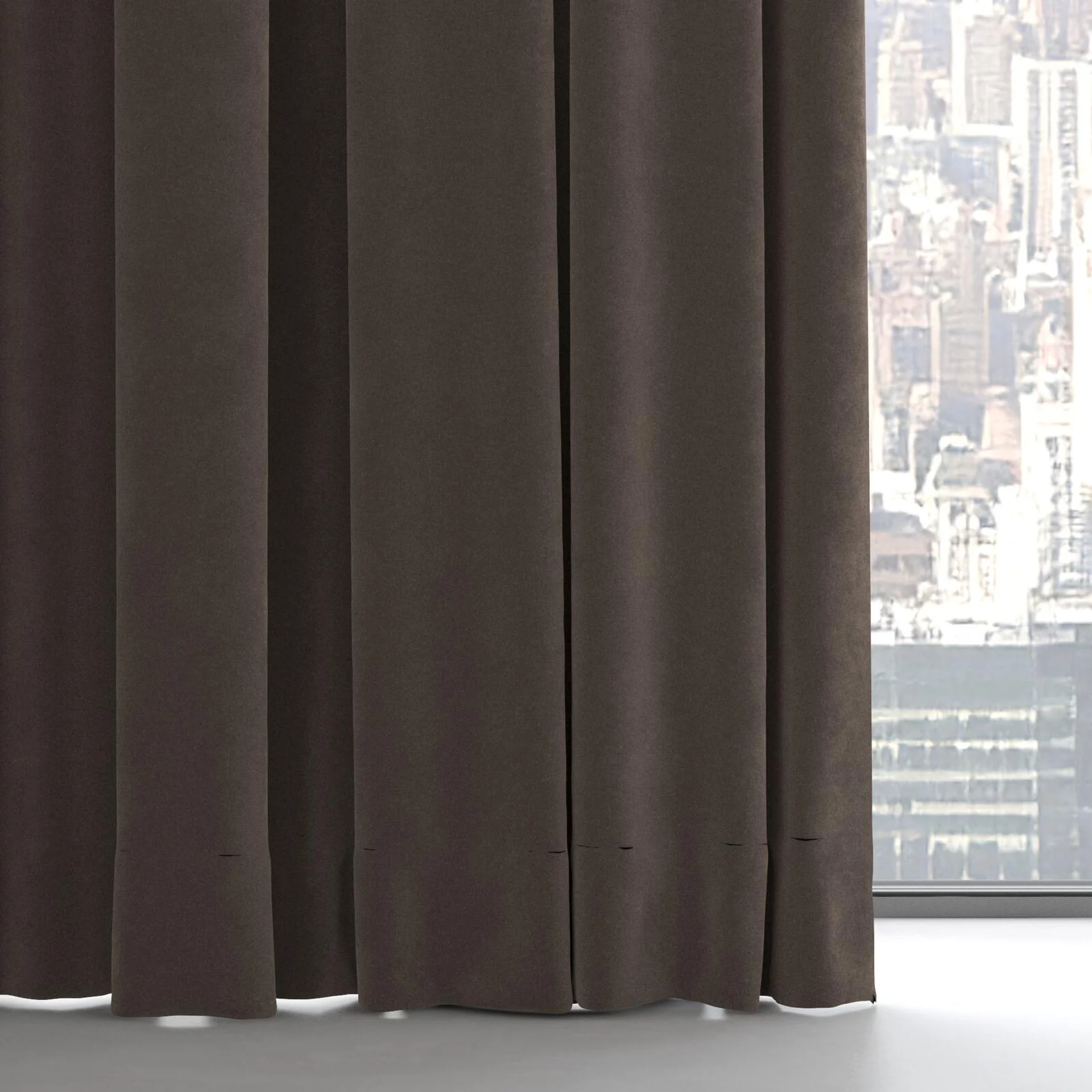 Bottom view of Lux Velvet Mocha 8705, on hidden rail