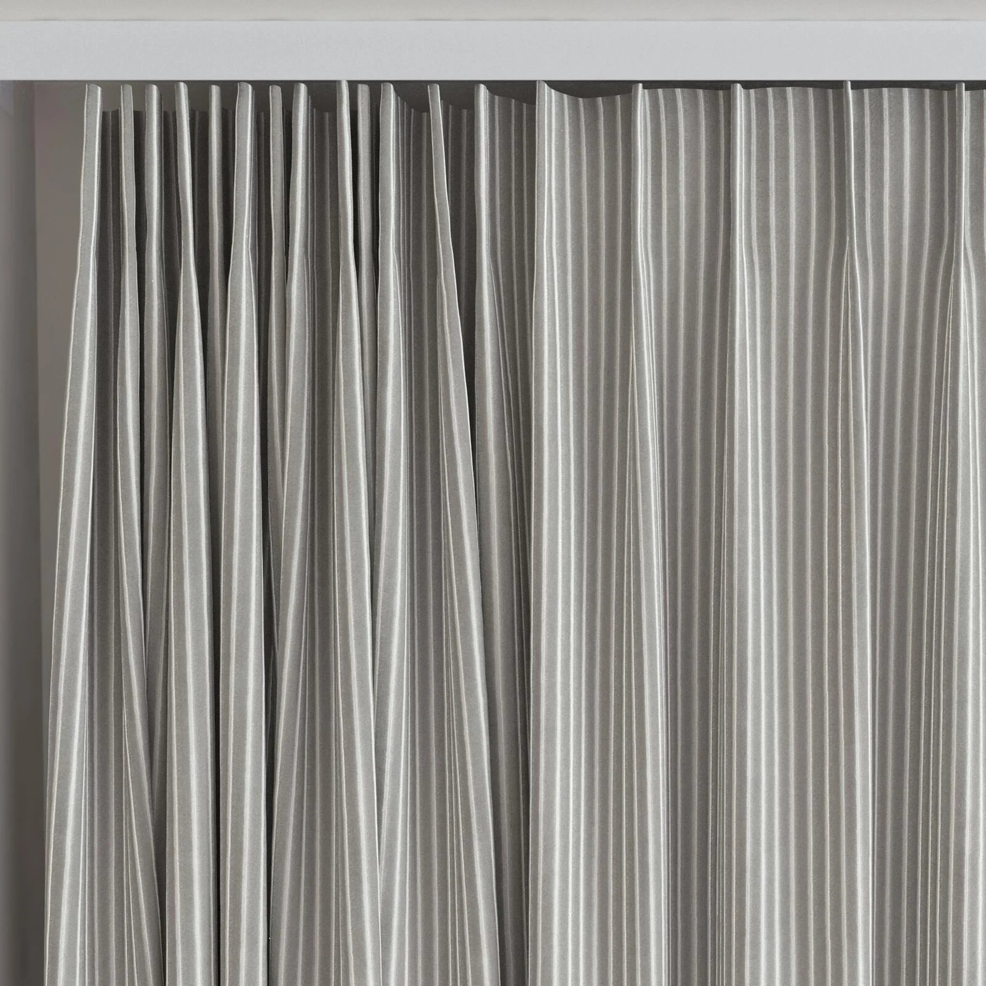 Top view of Embrace Chinchilla, on curtain rail