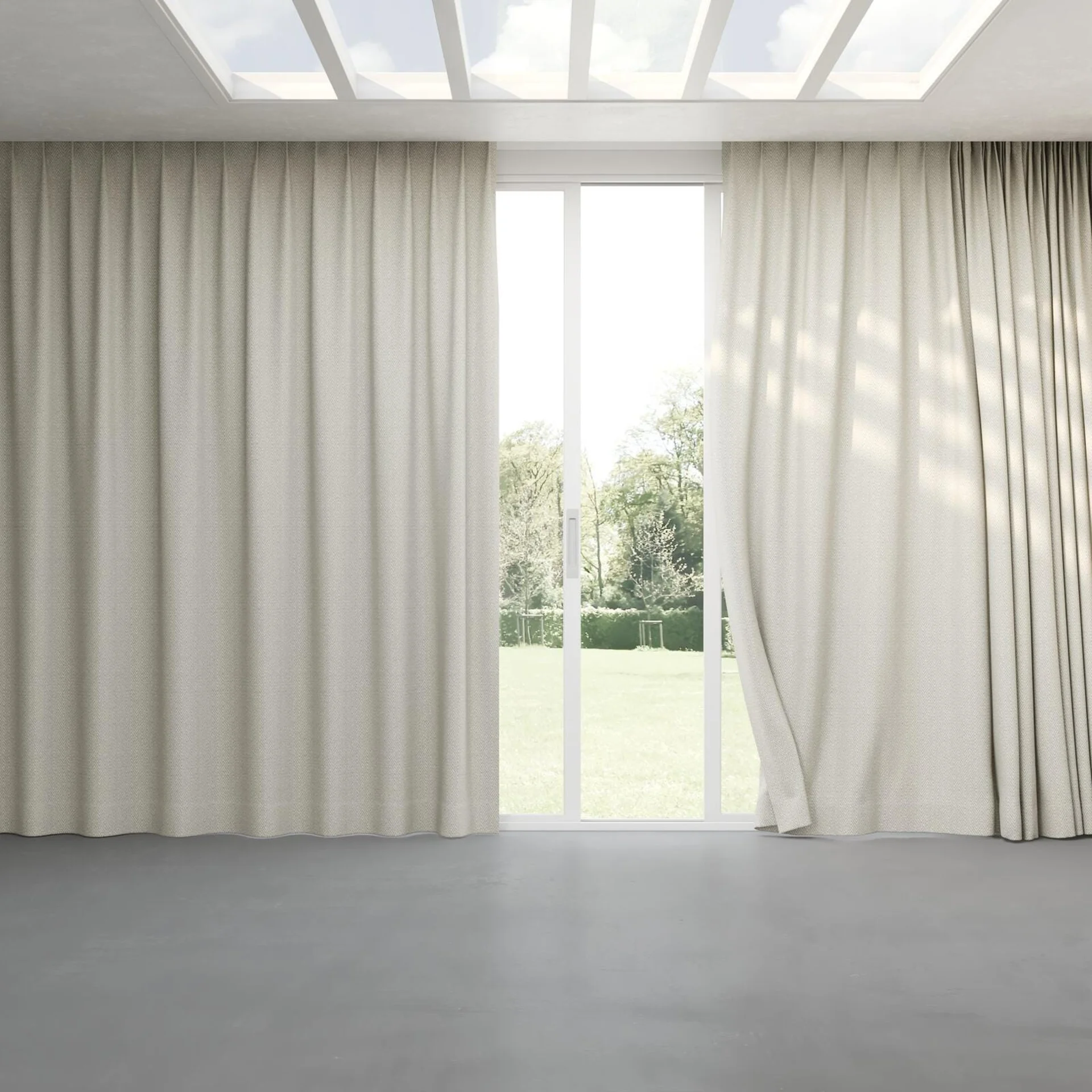 Full view of Saiph Linen, pinch pleat