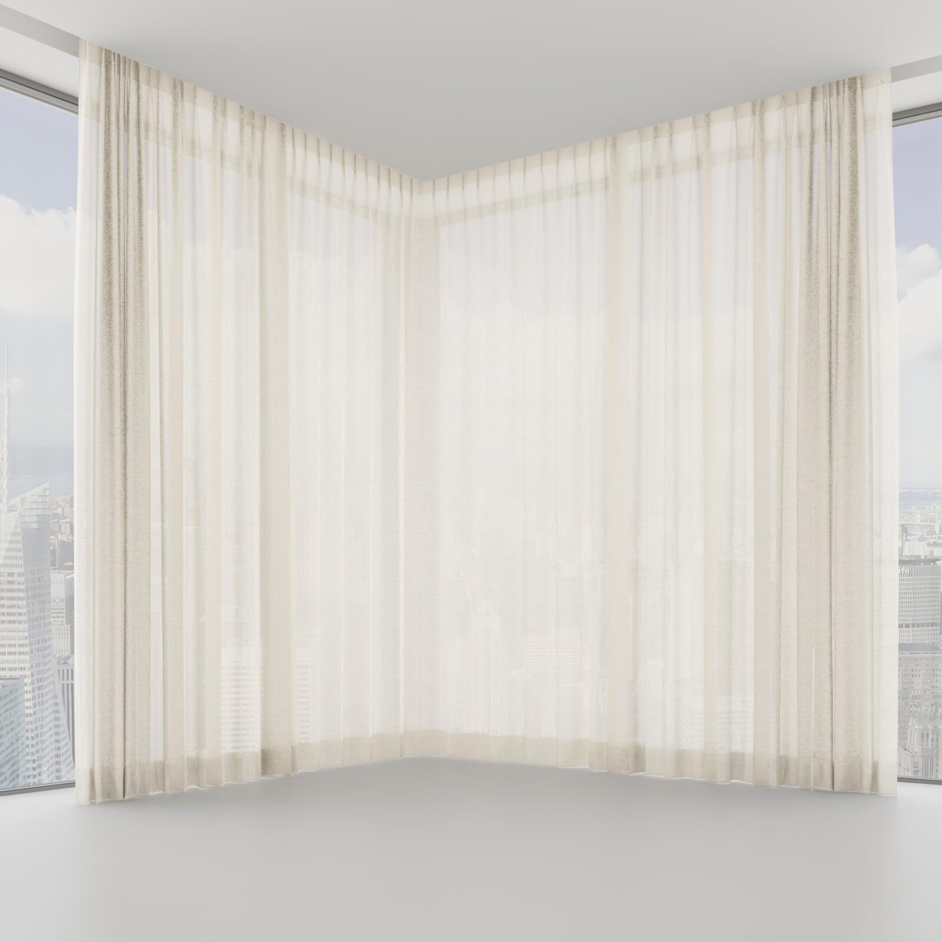 Front view of Revel Linen, on hidden rail