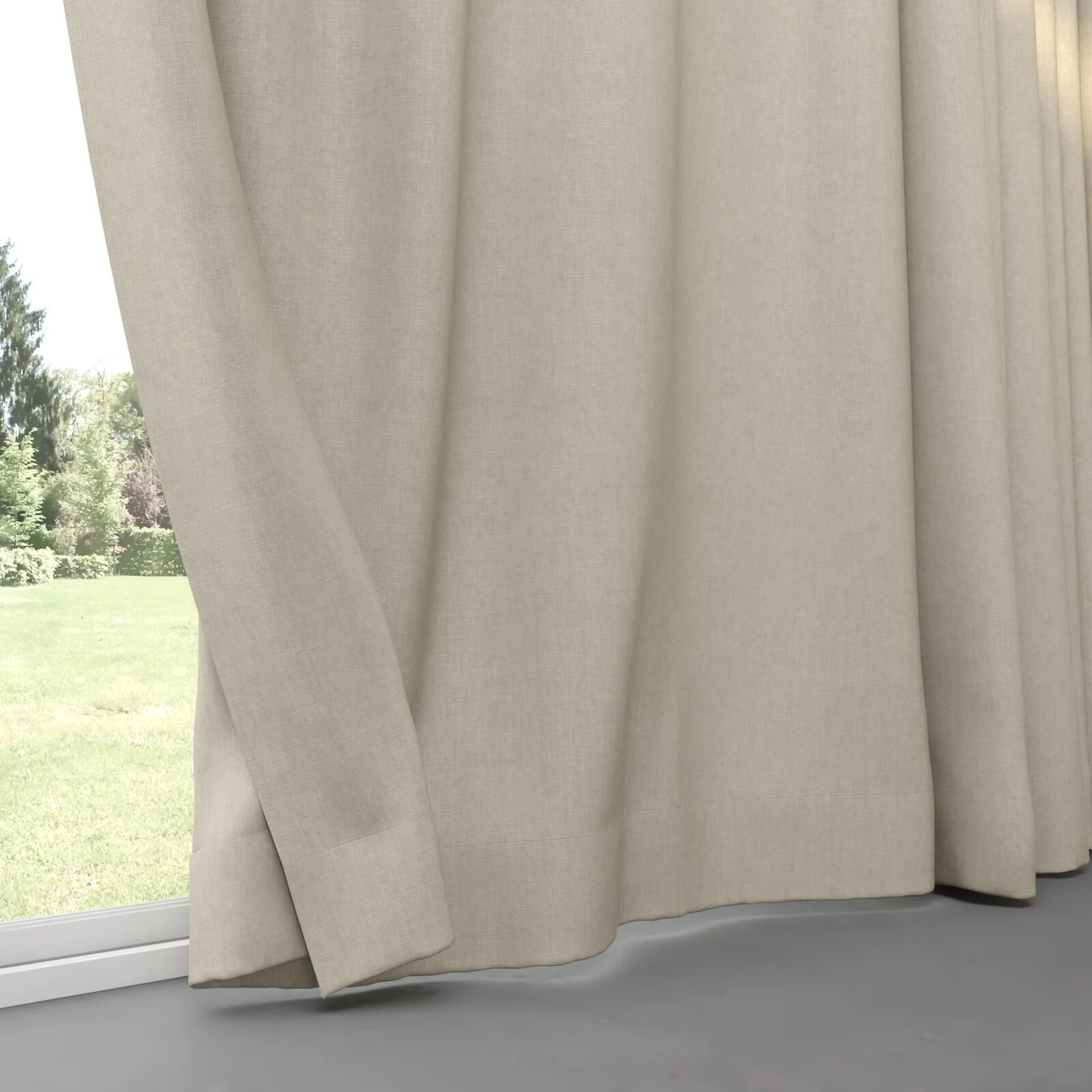 Bottom view of Rover Taupe, pinch pleat