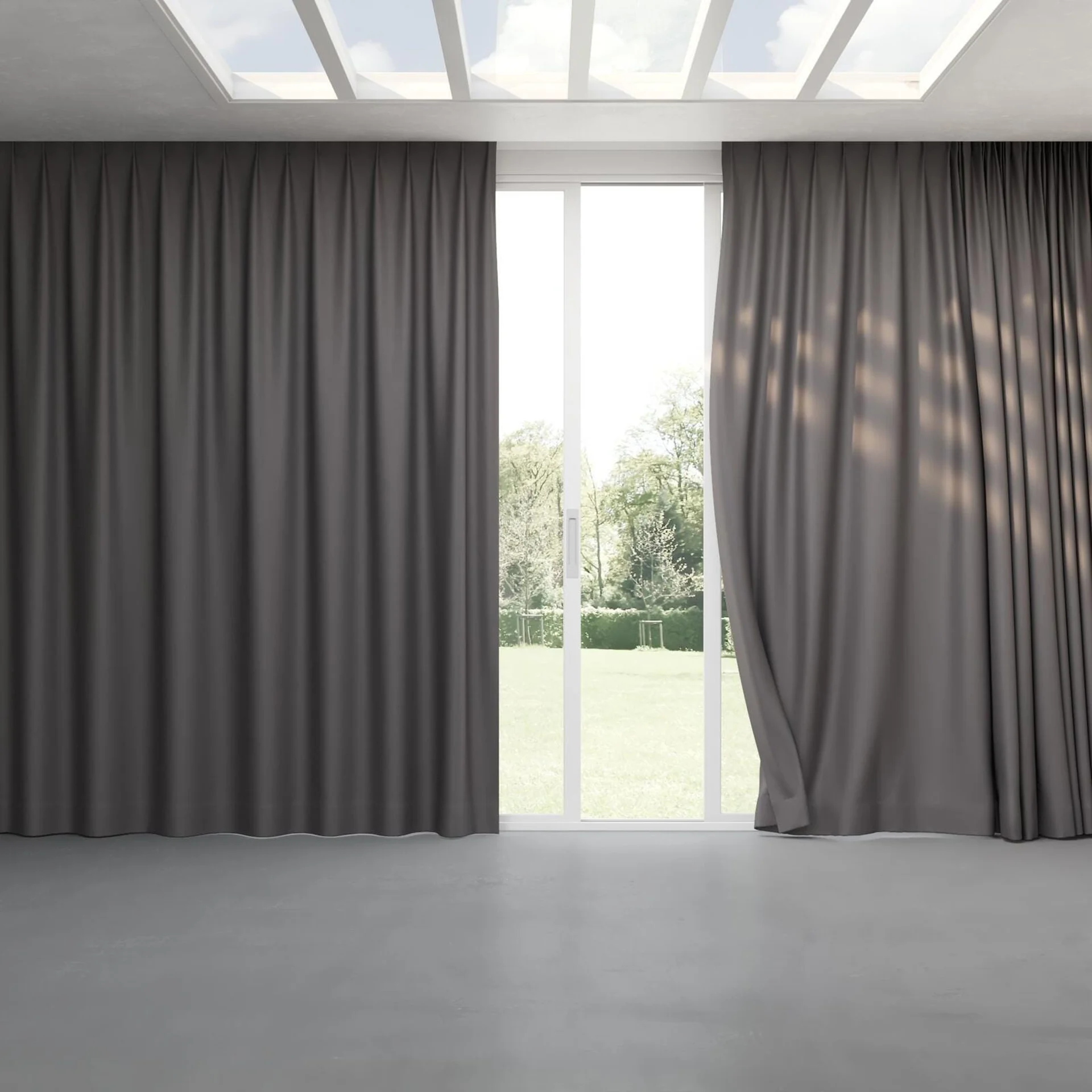 Full view of Infinite Night Shade, pinch pleat