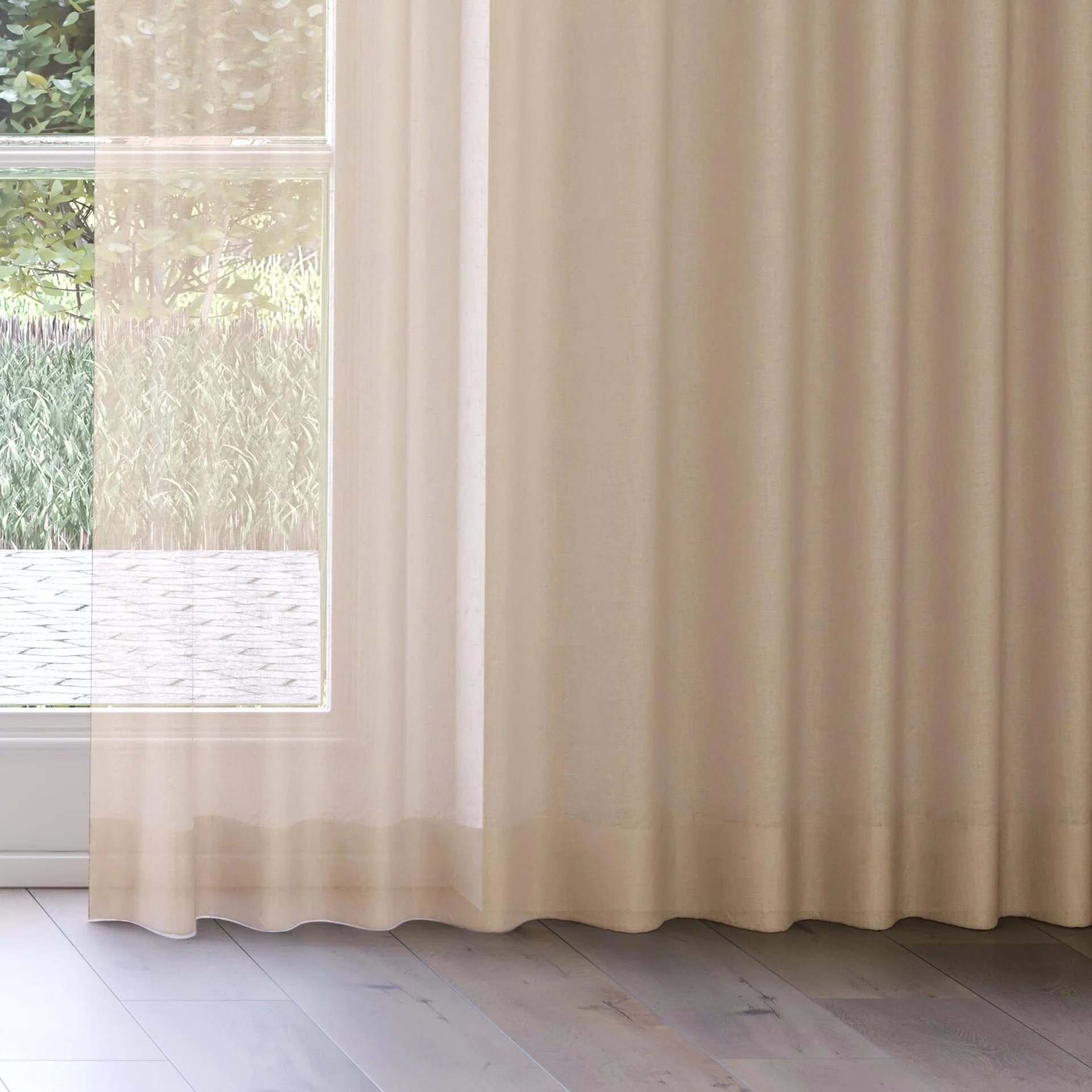 Bottom view of Lino Gold, on curtain rail
