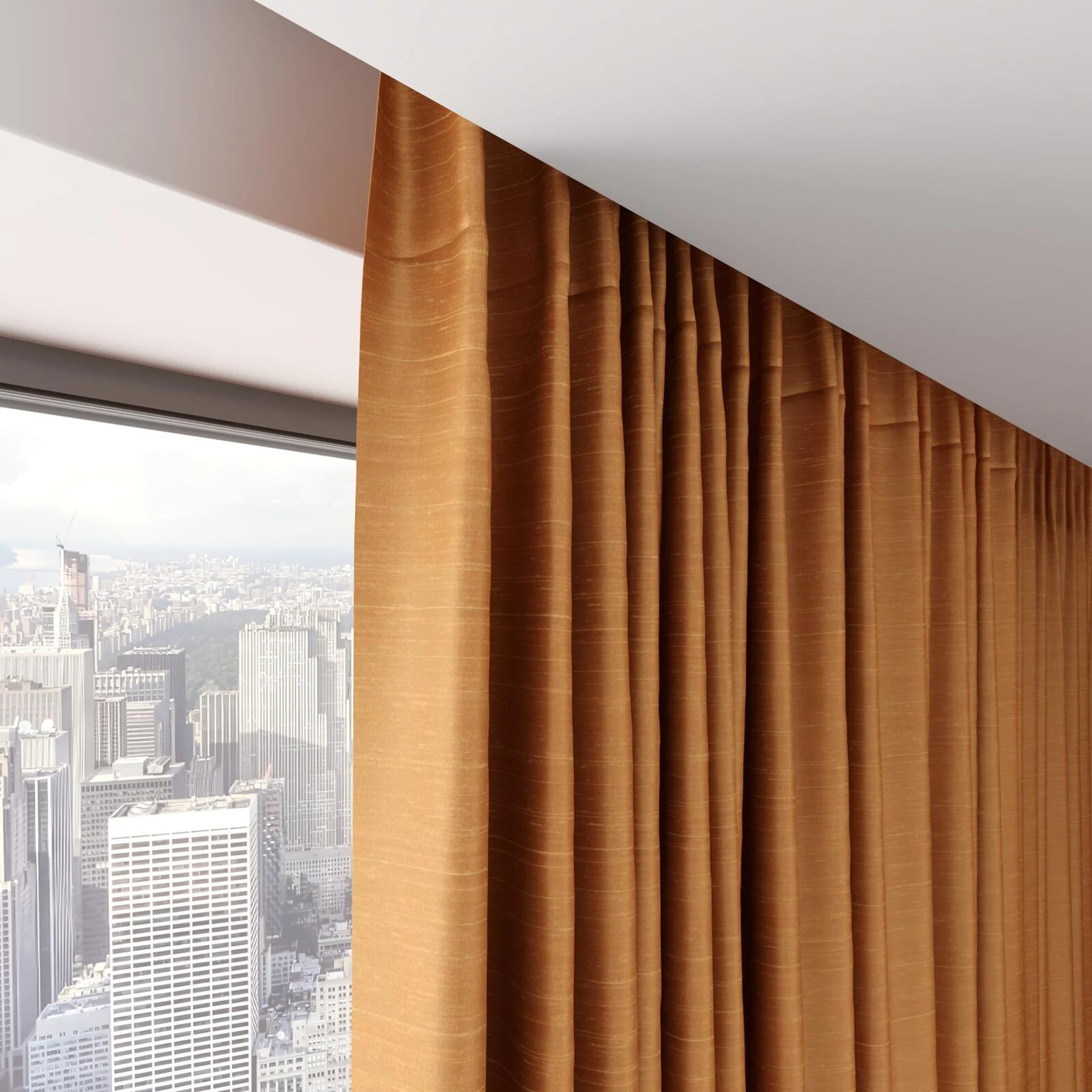 Top view of Silky Silky Terracotta, on hidden rail