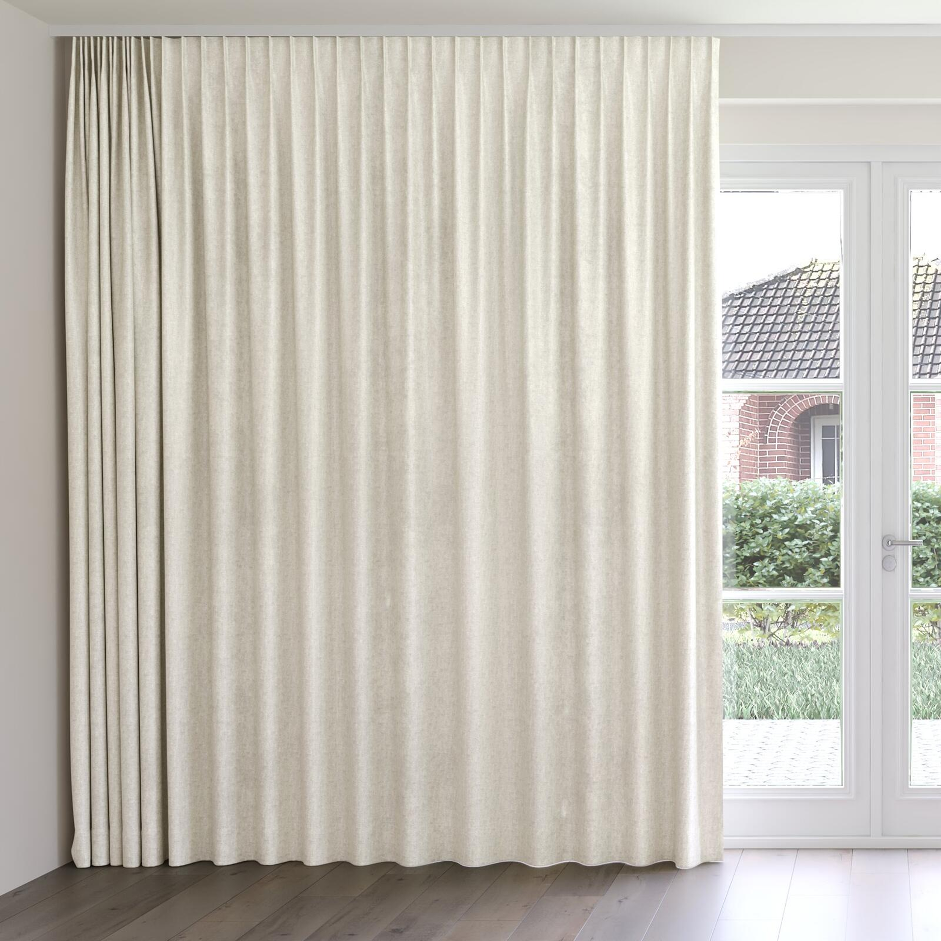 Front view of Hug Cream, on curtain rail