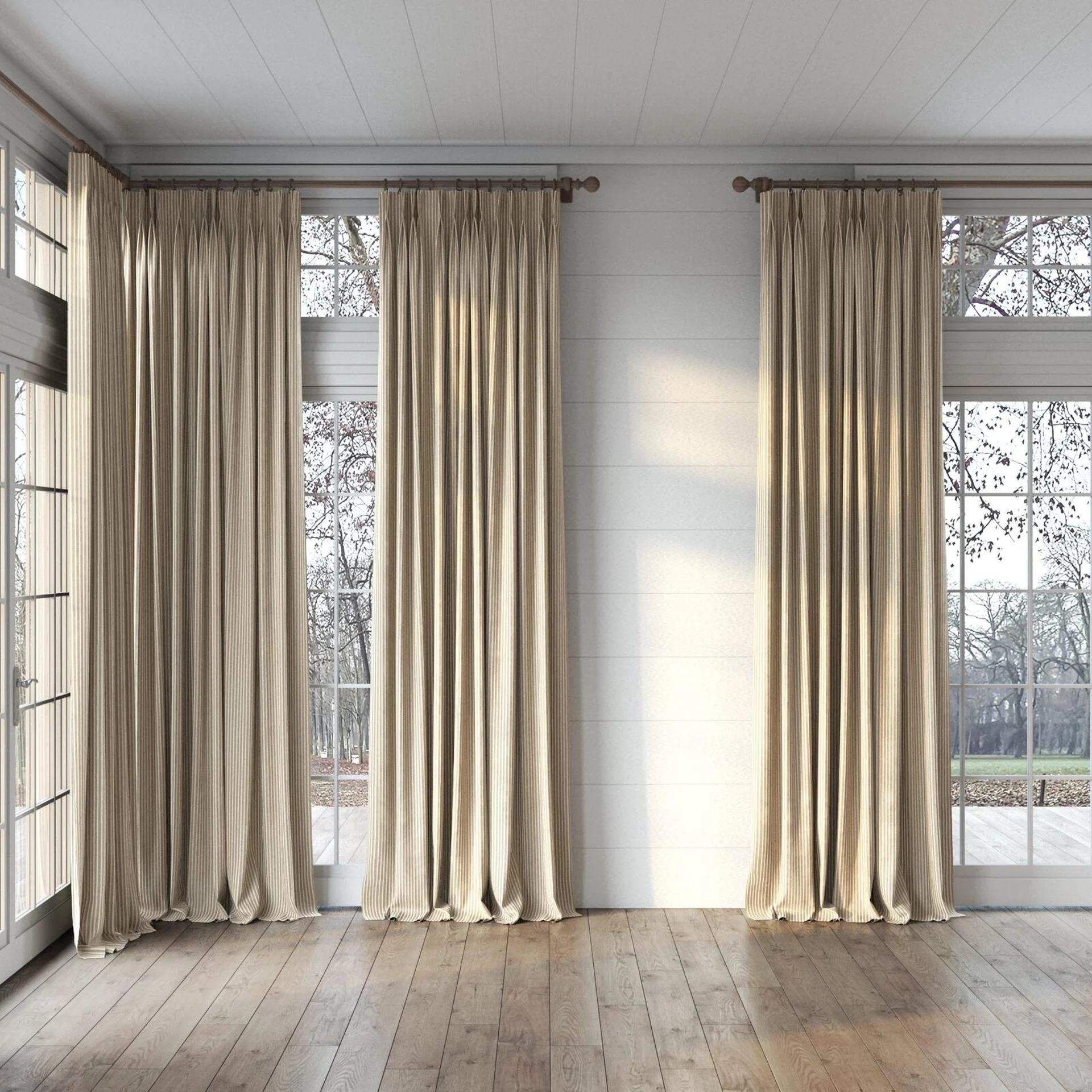 Full view of Embrace Doe, puddled, on curtain rod