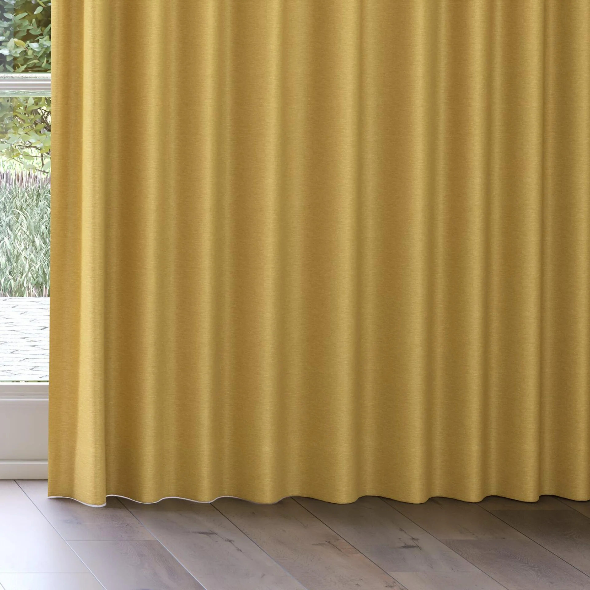 Bottom view of Colourwash Eco Gold, on curtain rail