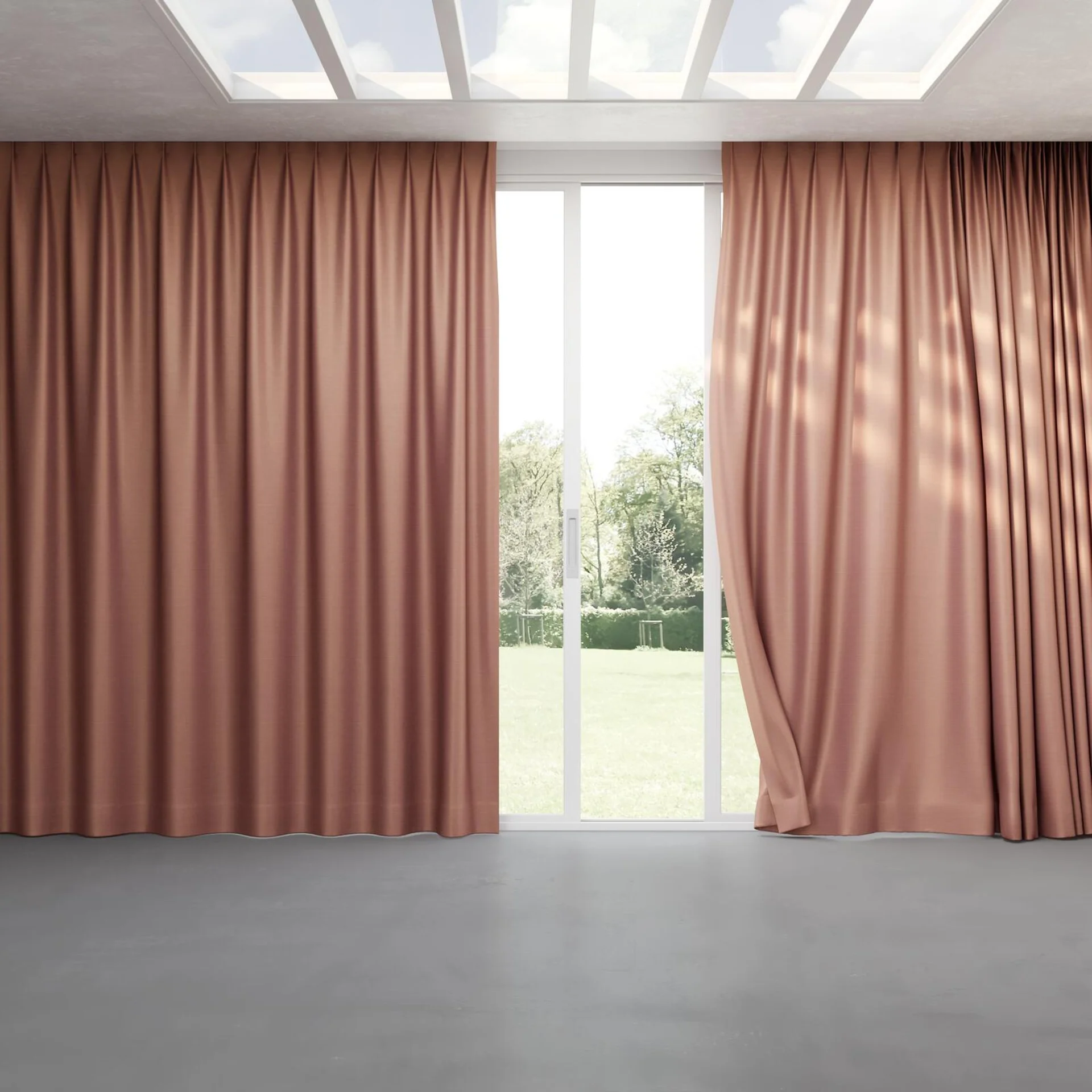 Full view of Silky Pompei, pinch pleat