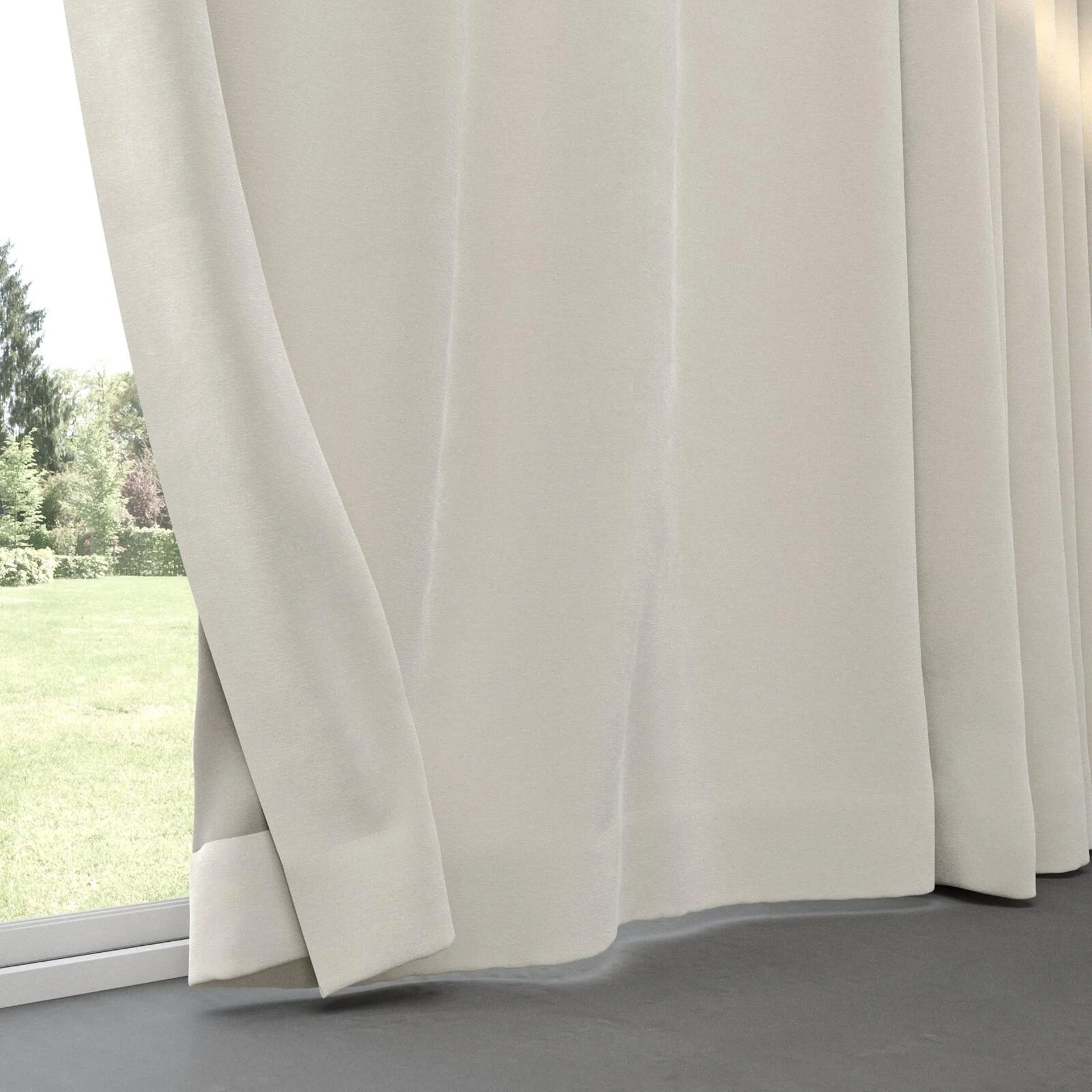 Bottom view of Geneva Ivory, pinch pleat