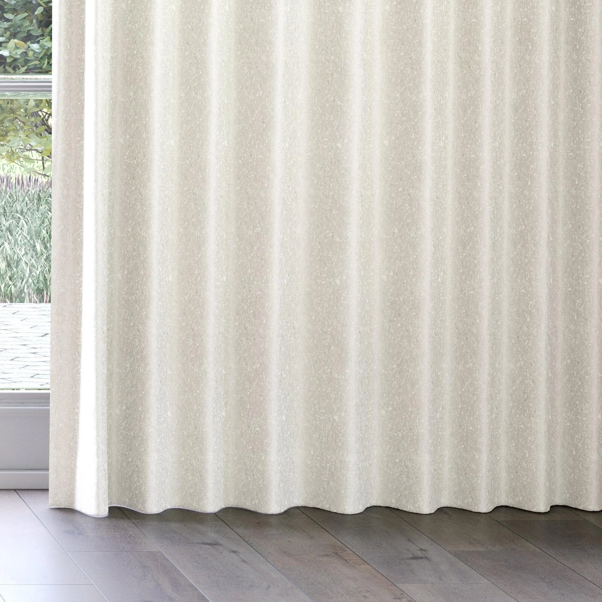 Bottom view of Brigadier Angora, on curtain rail