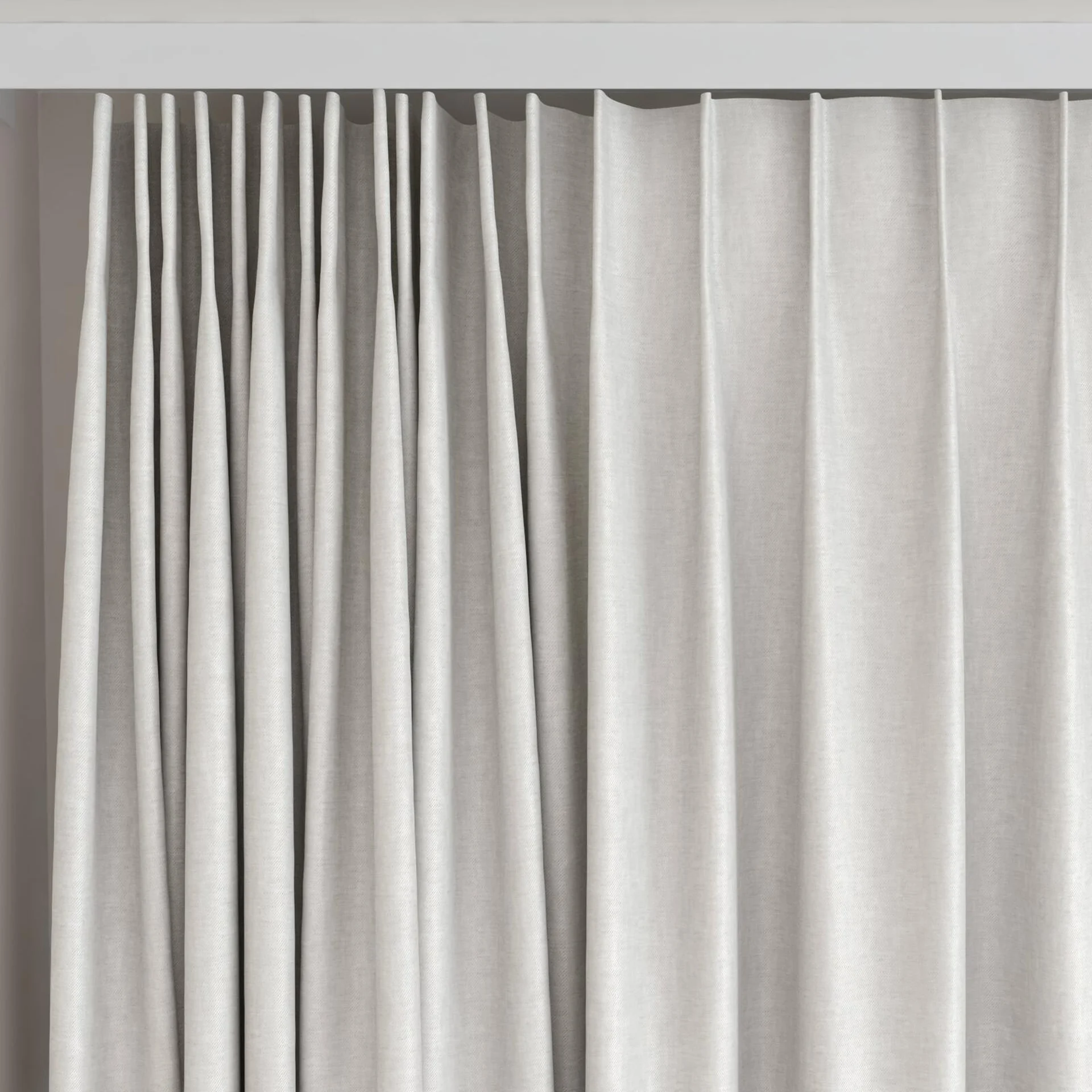 Top view of Glamour Limestone, on curtain rail