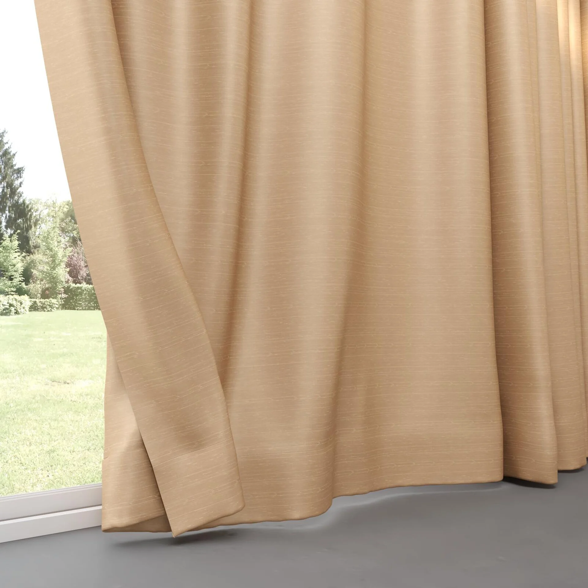 Bottom view of Silky Peach, pinch pleat