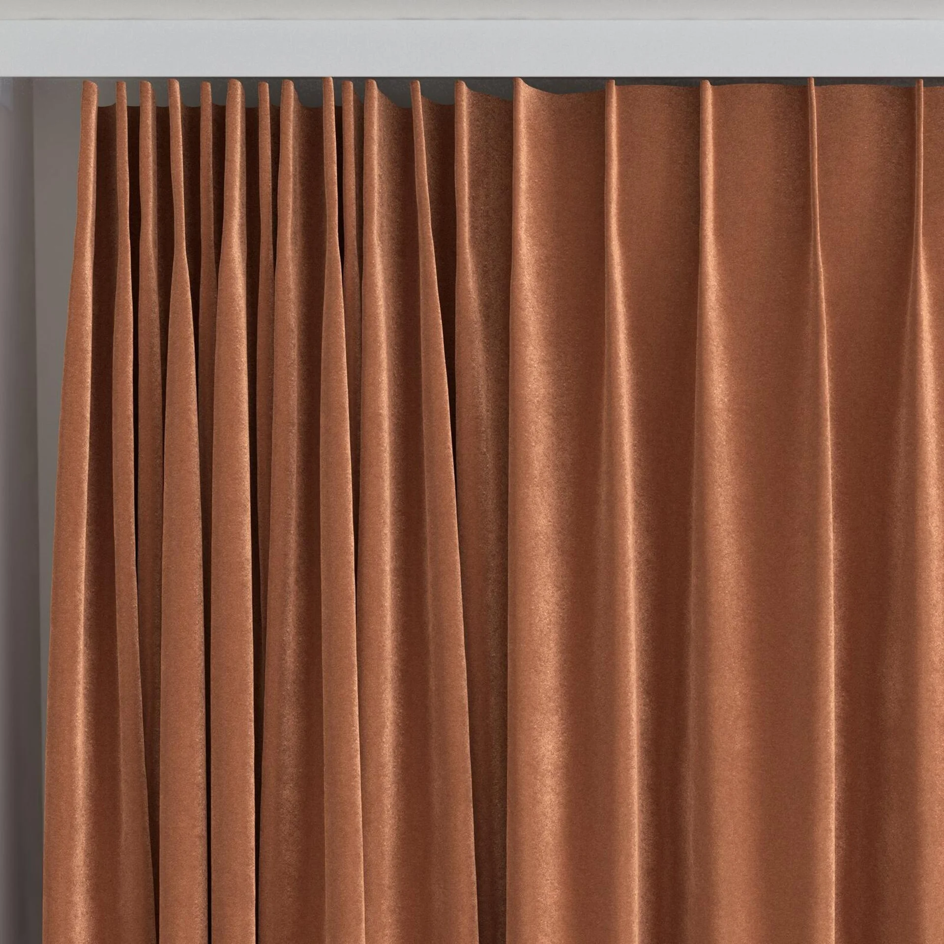 Top view of Velvelux Fox, on curtain rail