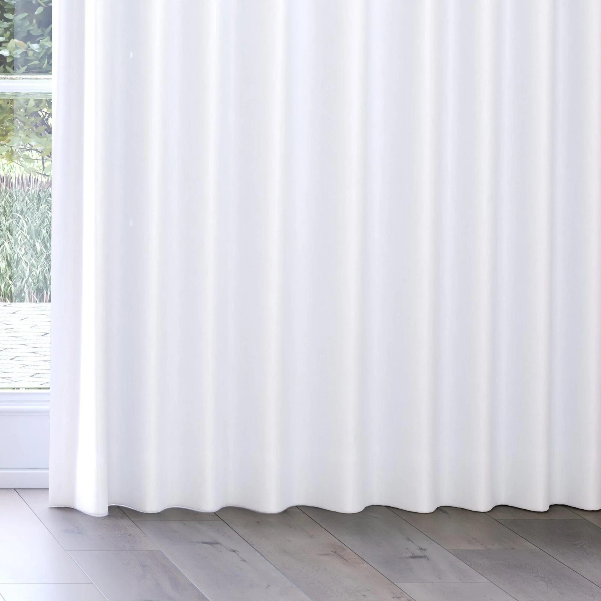 Bottom view of Retreat Blackout Cotton, on curtain rail