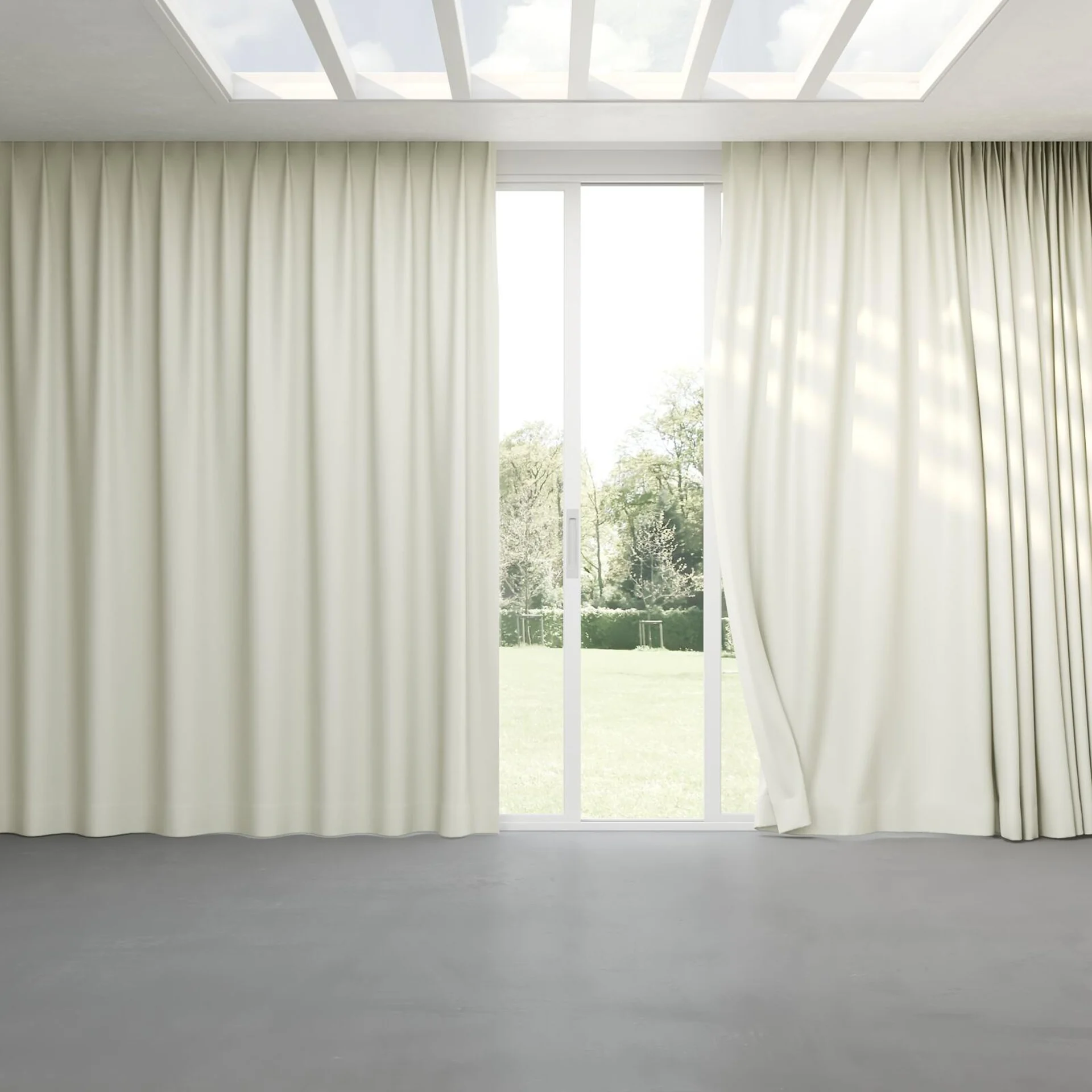 Full view of Kidglove Cream, pinch pleat