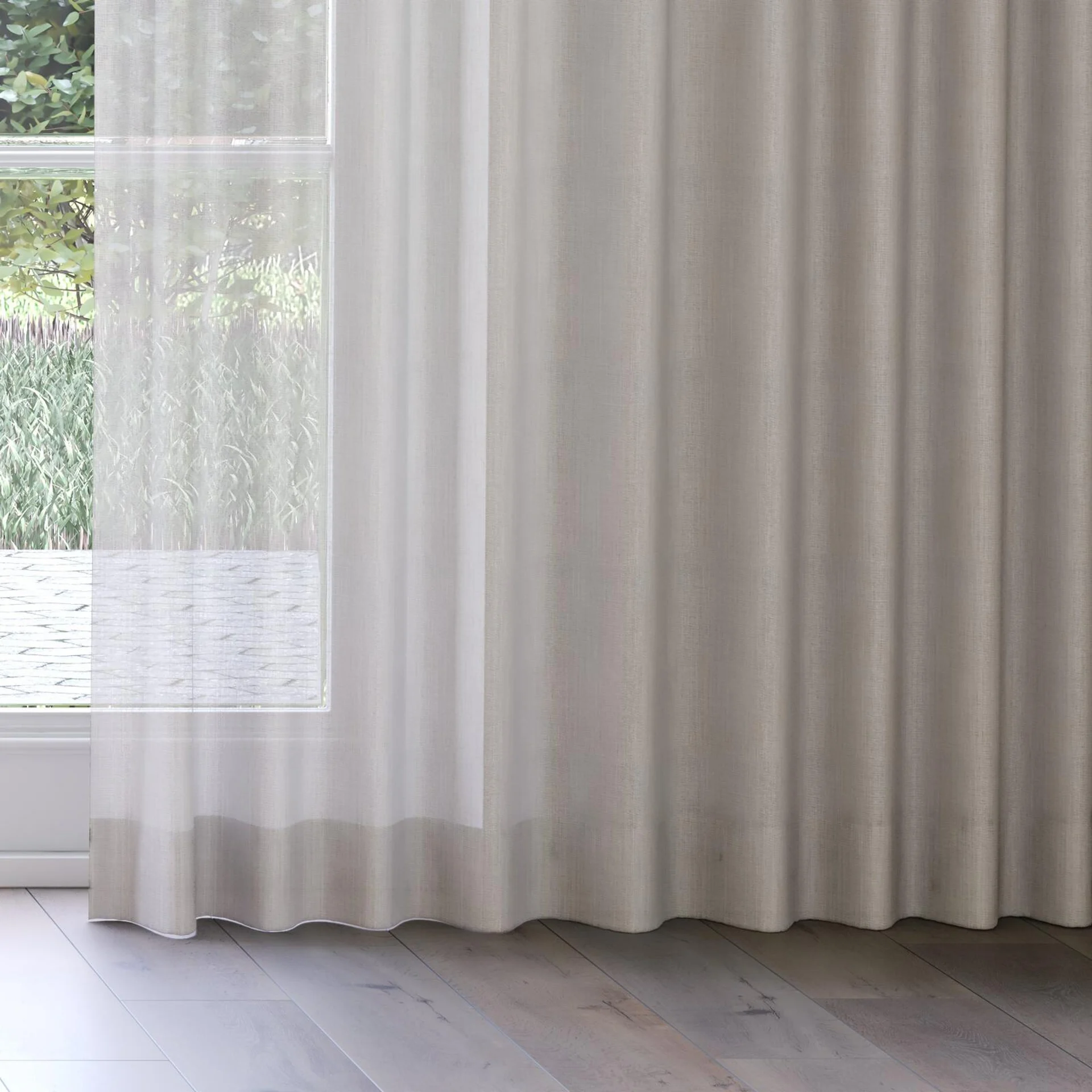 Bottom view of Antipodes Driftwood, on curtain rail