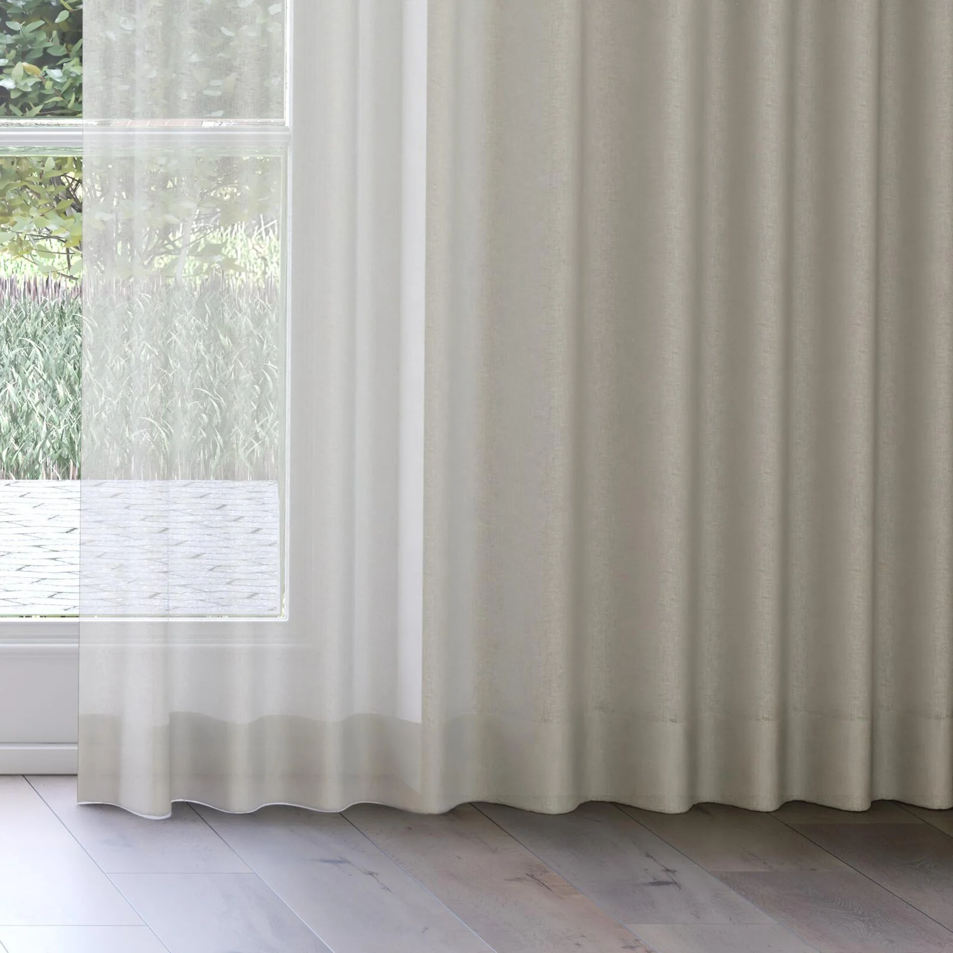 Bottom view of Kanji Willow, on curtain rail