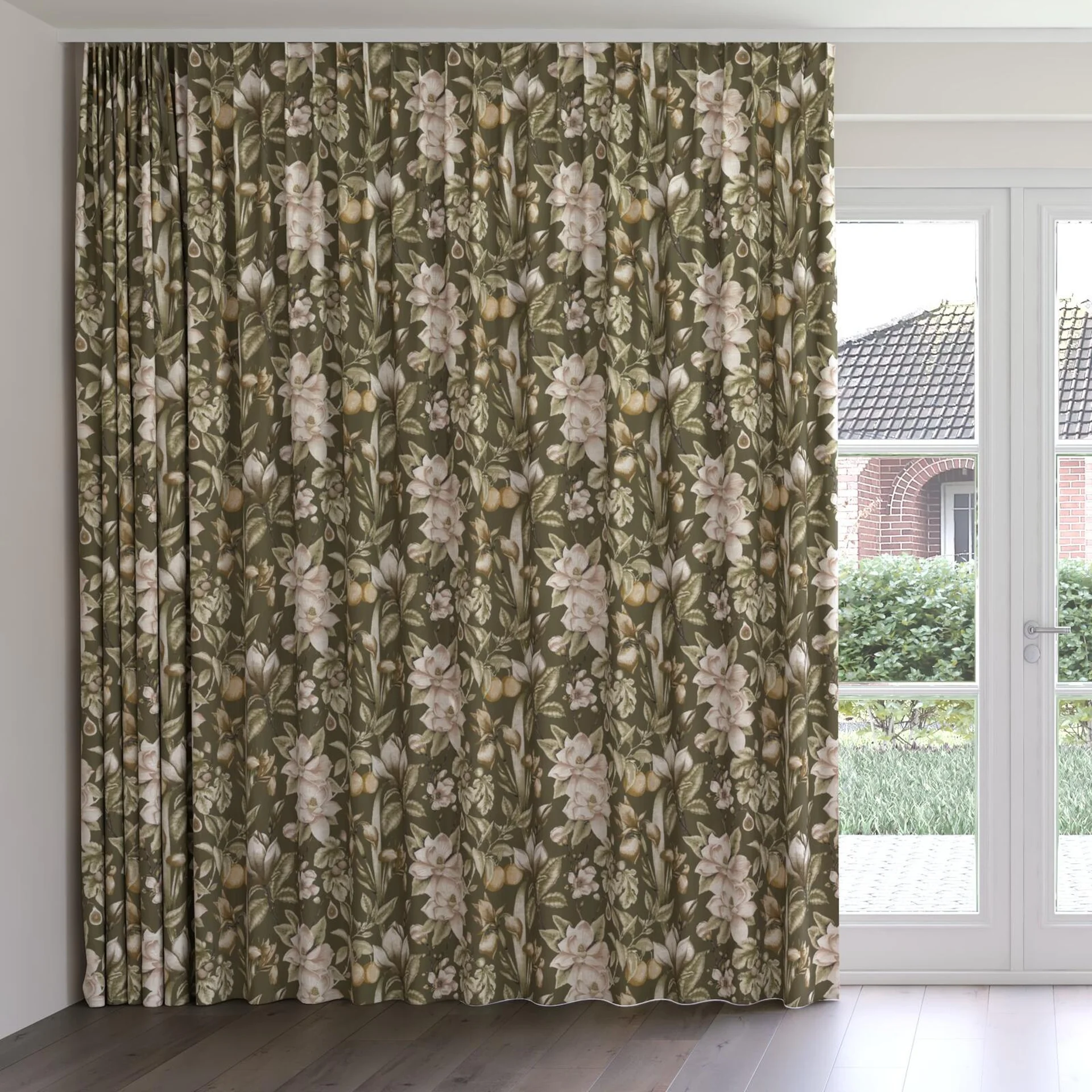 Front view of Botanist Moss, on curtain rail