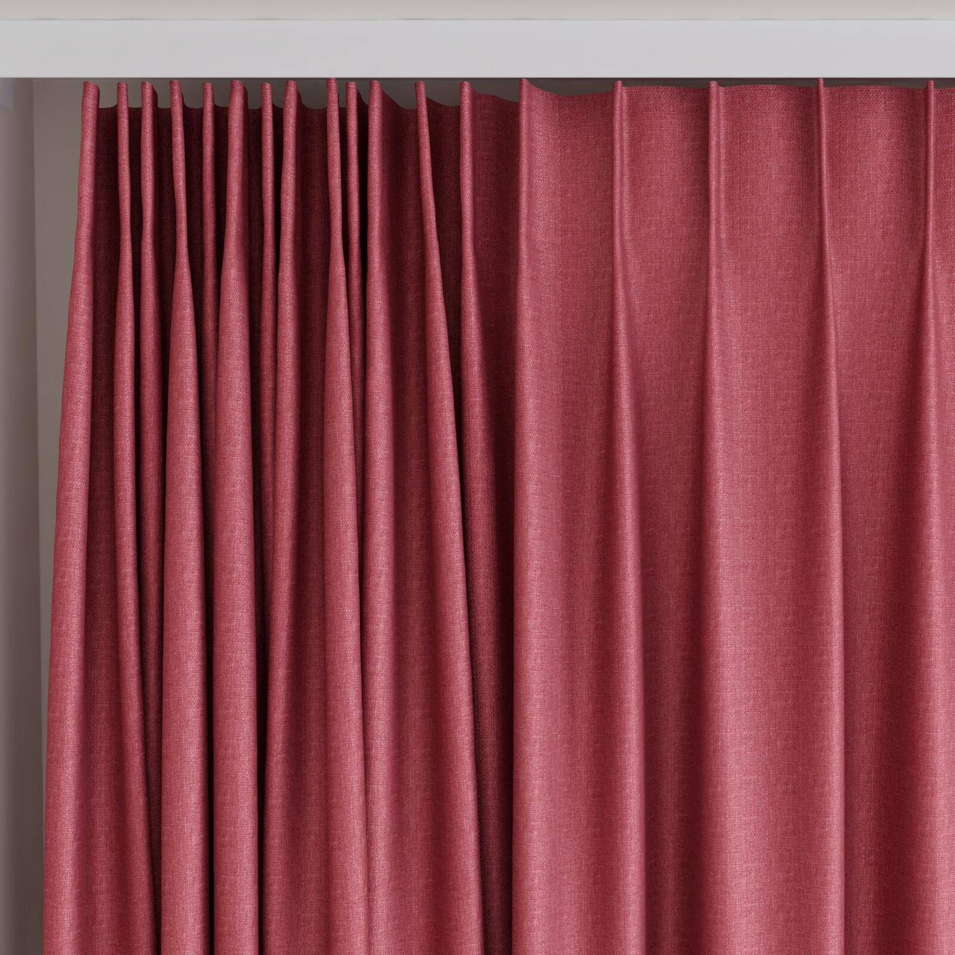 Top view of Tonga Peony, on curtain rail