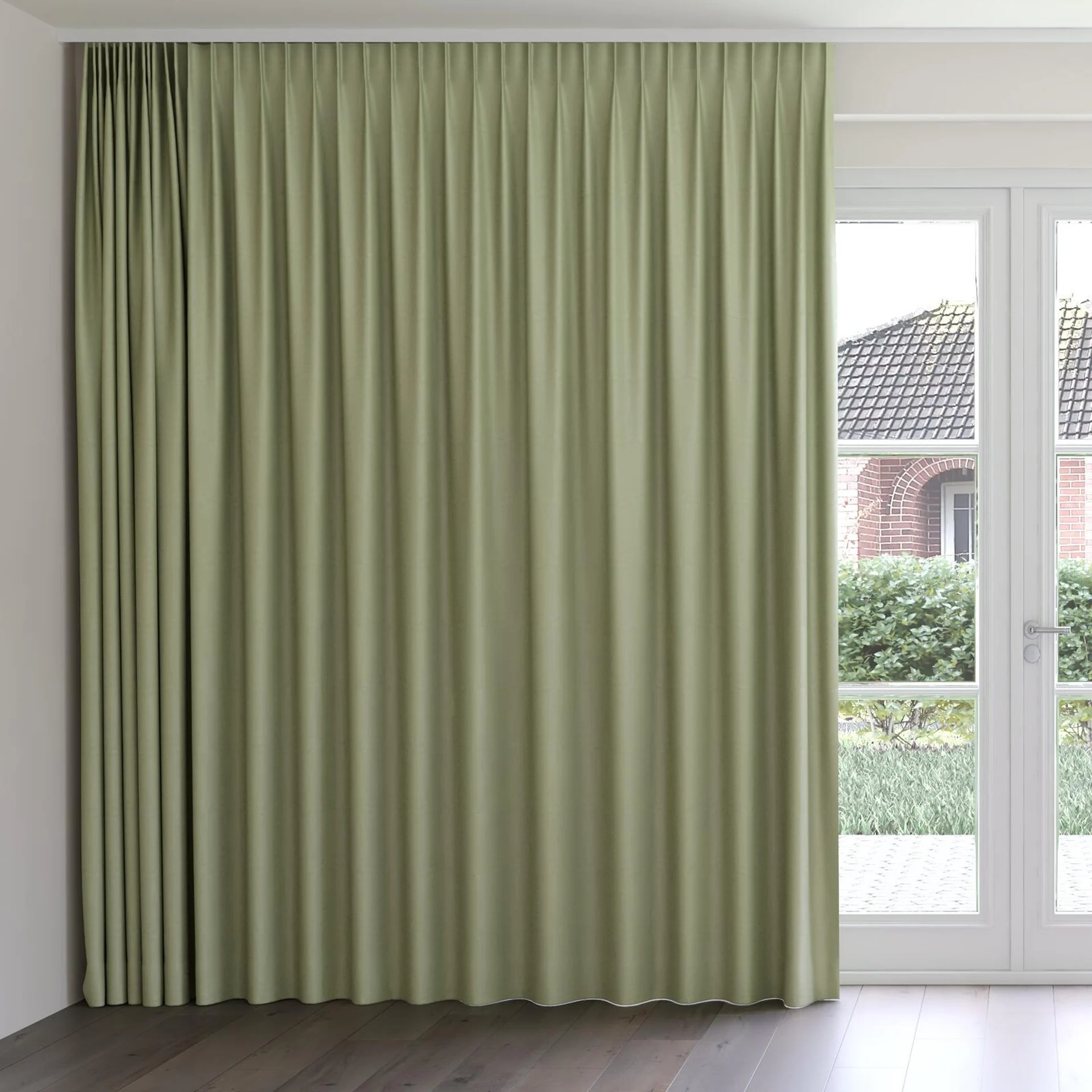 Front view of Brugge Laurel, on curtain rail