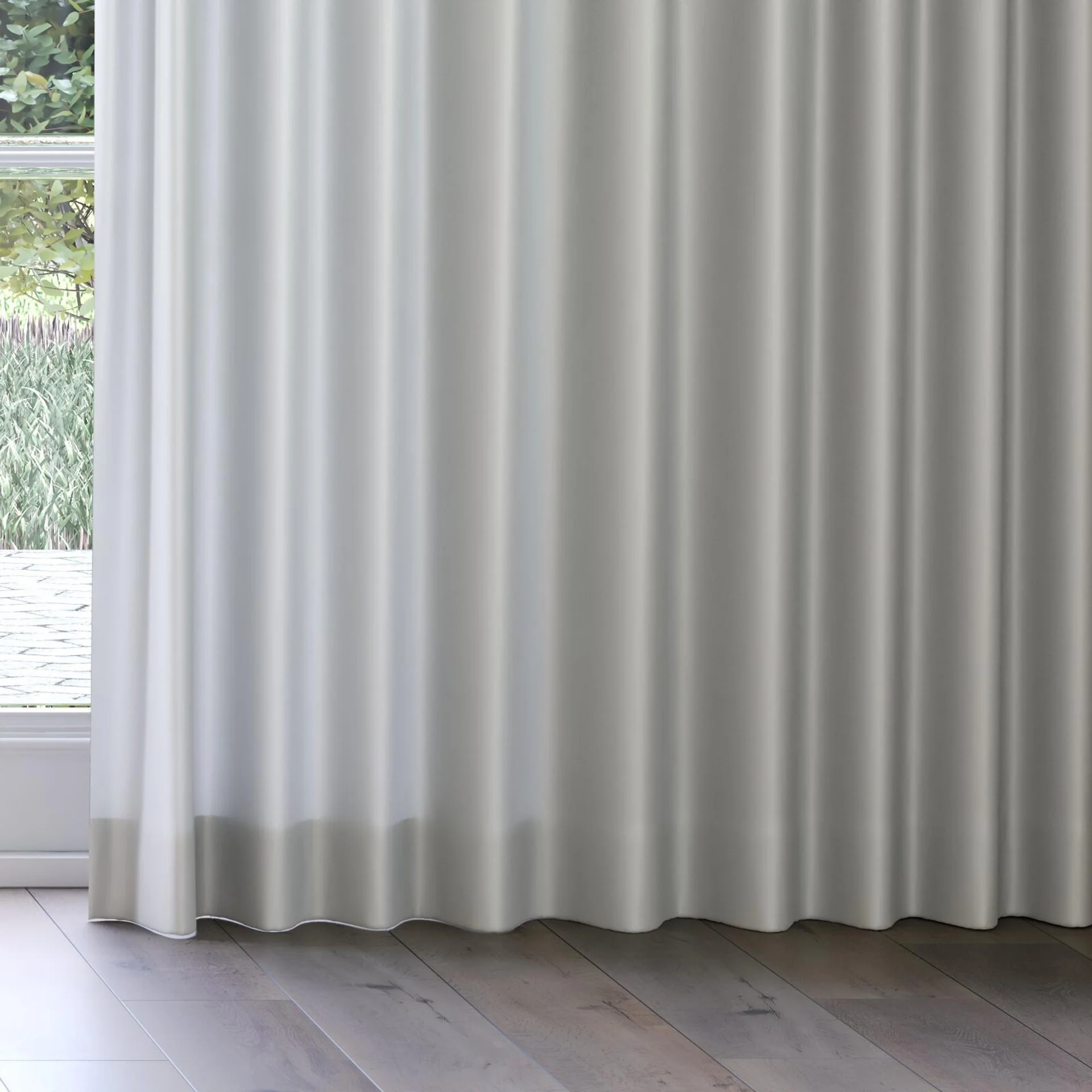Bottom view of Optima Pebble, on curtain rail