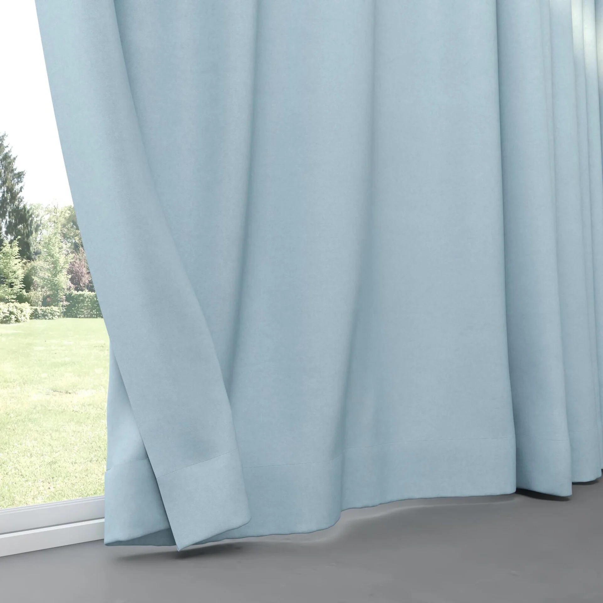Bottom view of Peak Sky, pinch pleat