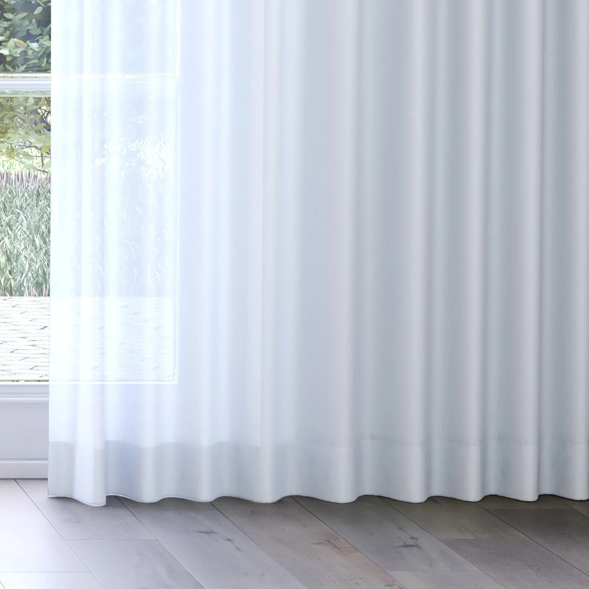 Bottom view of Sunlight Mist, on curtain rail