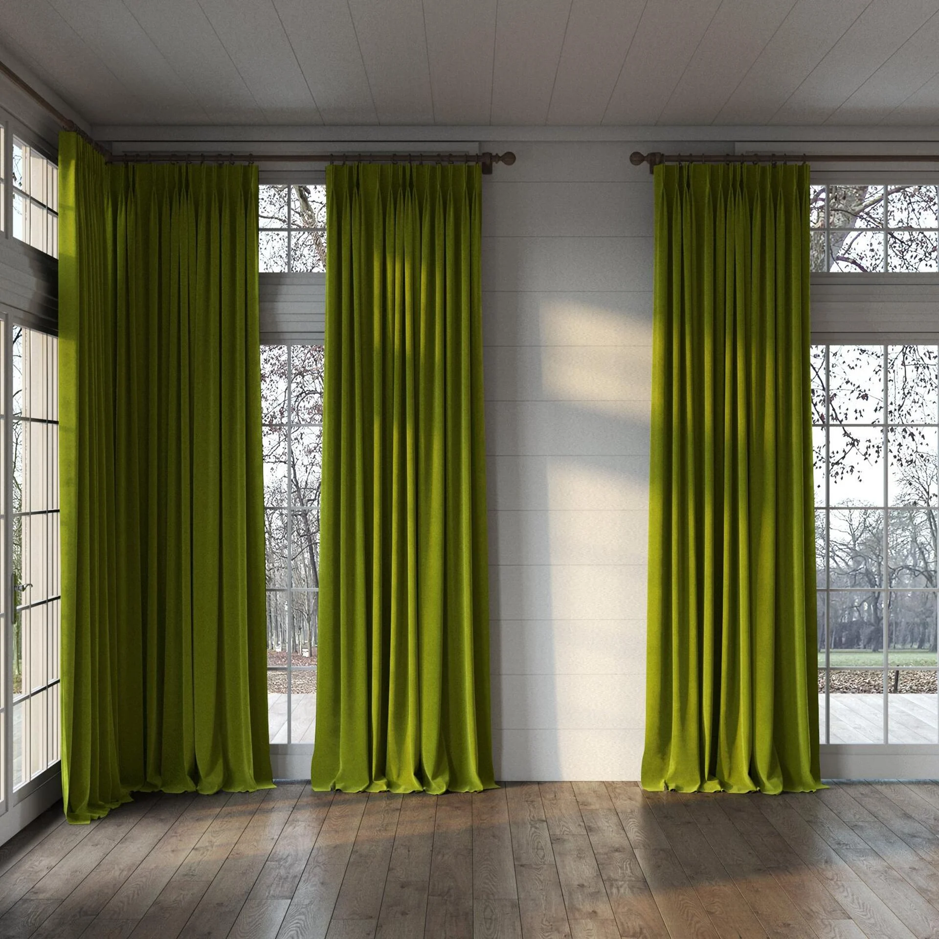 Full view of Verbier Oasis, puddled, on curtain rod