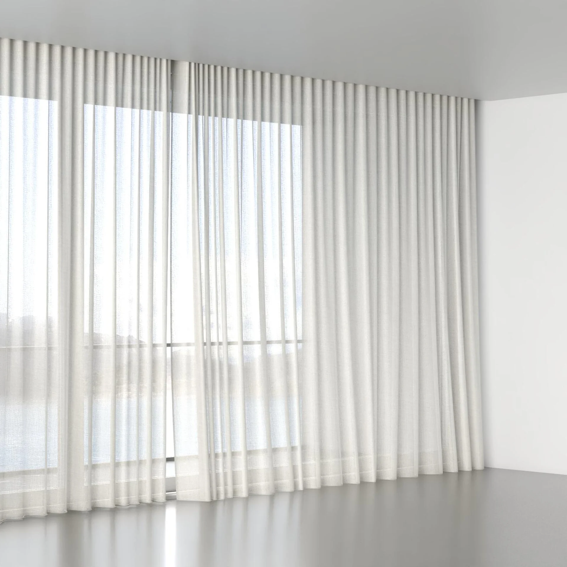 Full view of Uru Ecru, wave pleat