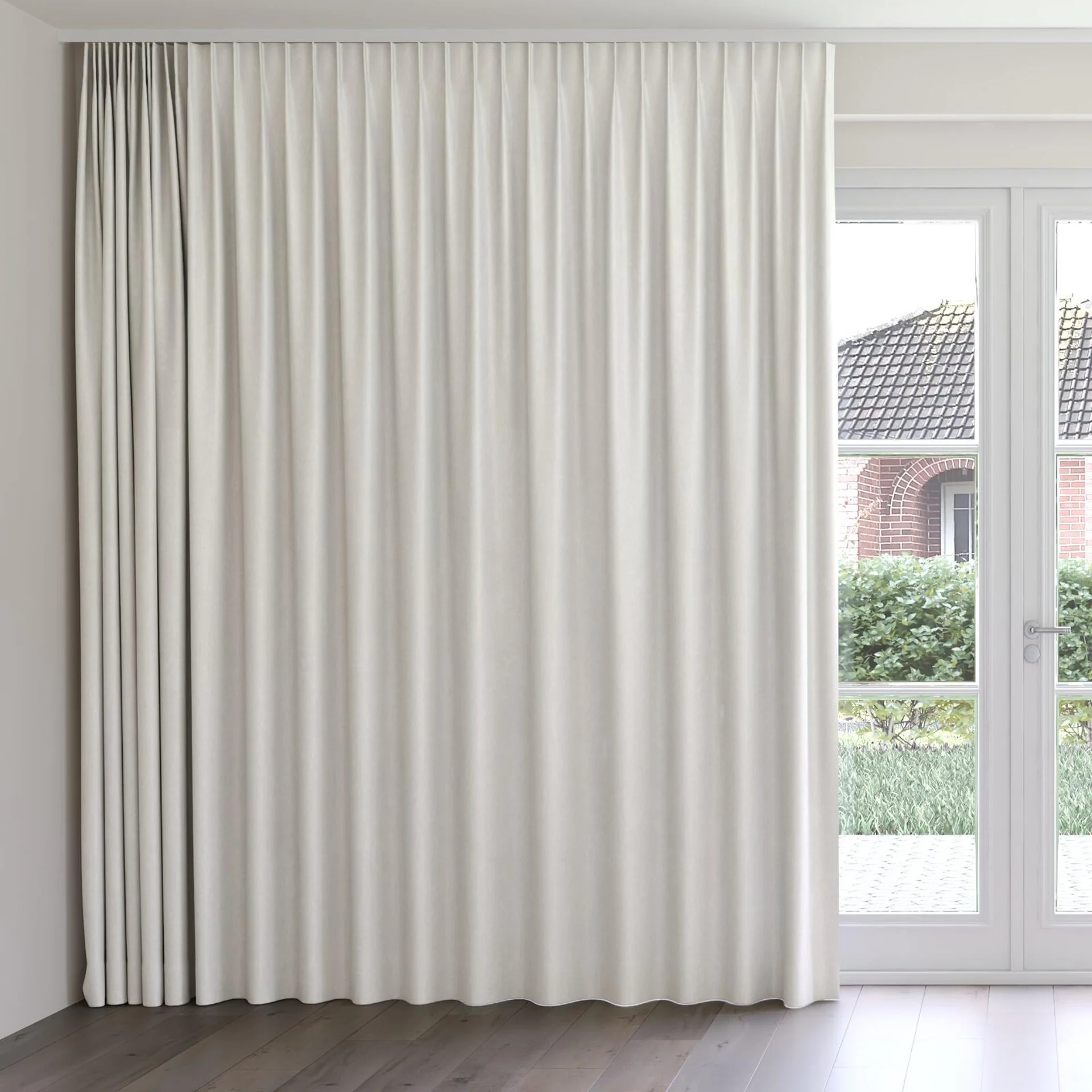 Front view of Glamour Putty, on curtain rail