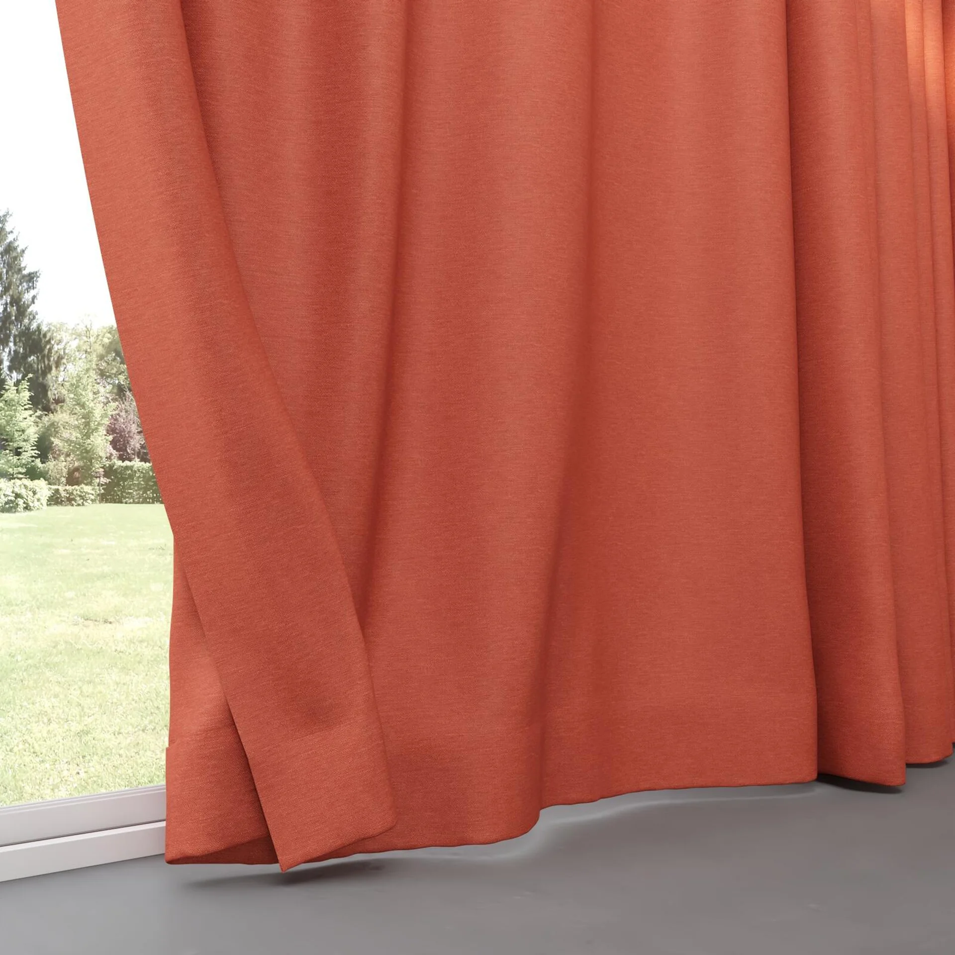 Bottom view of Colourwash Eco Chili, pinch pleat