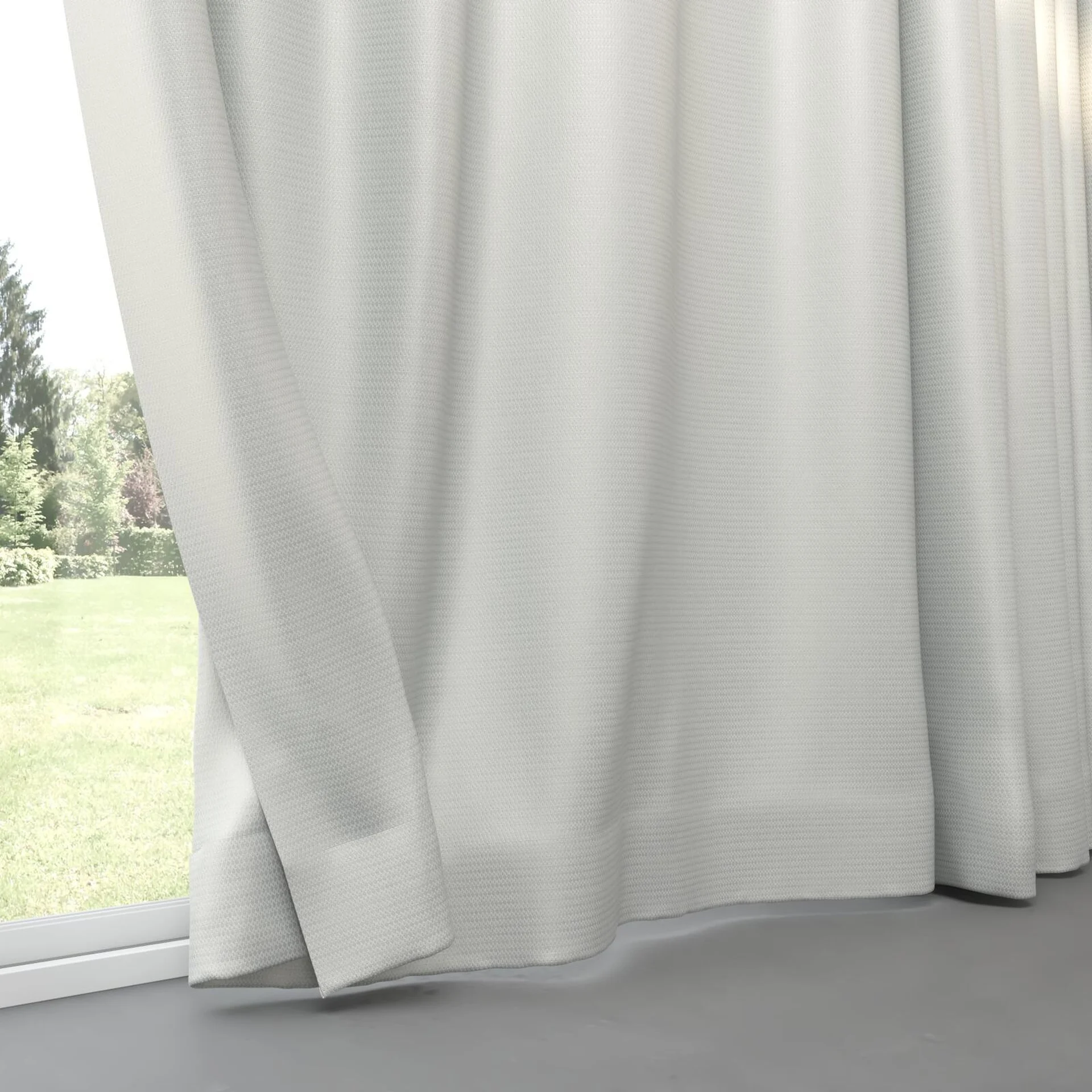 Bottom view of Kennedy II Blackout Whitewash, pinch pleat