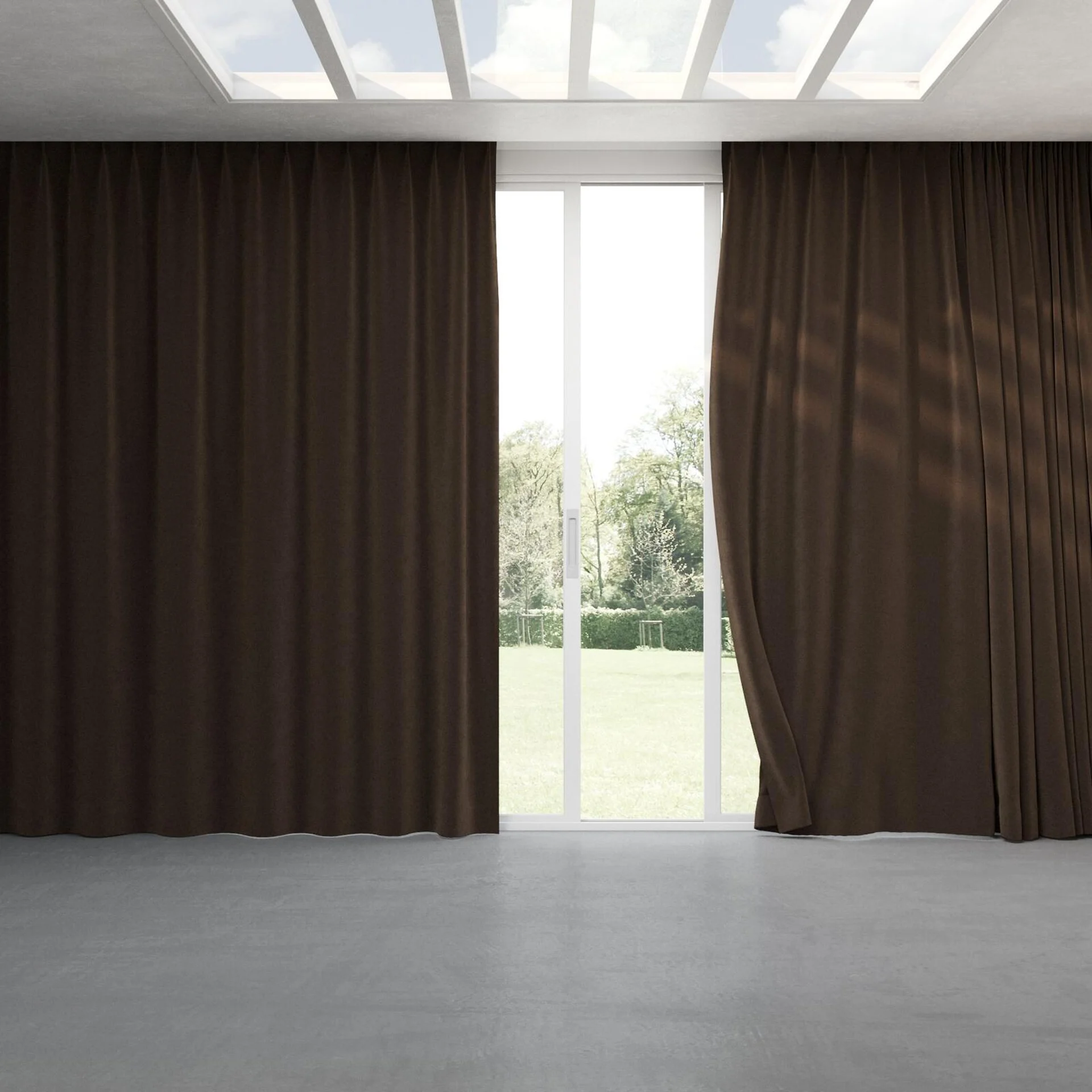 Full view of Vienna Truffle, pinch pleat