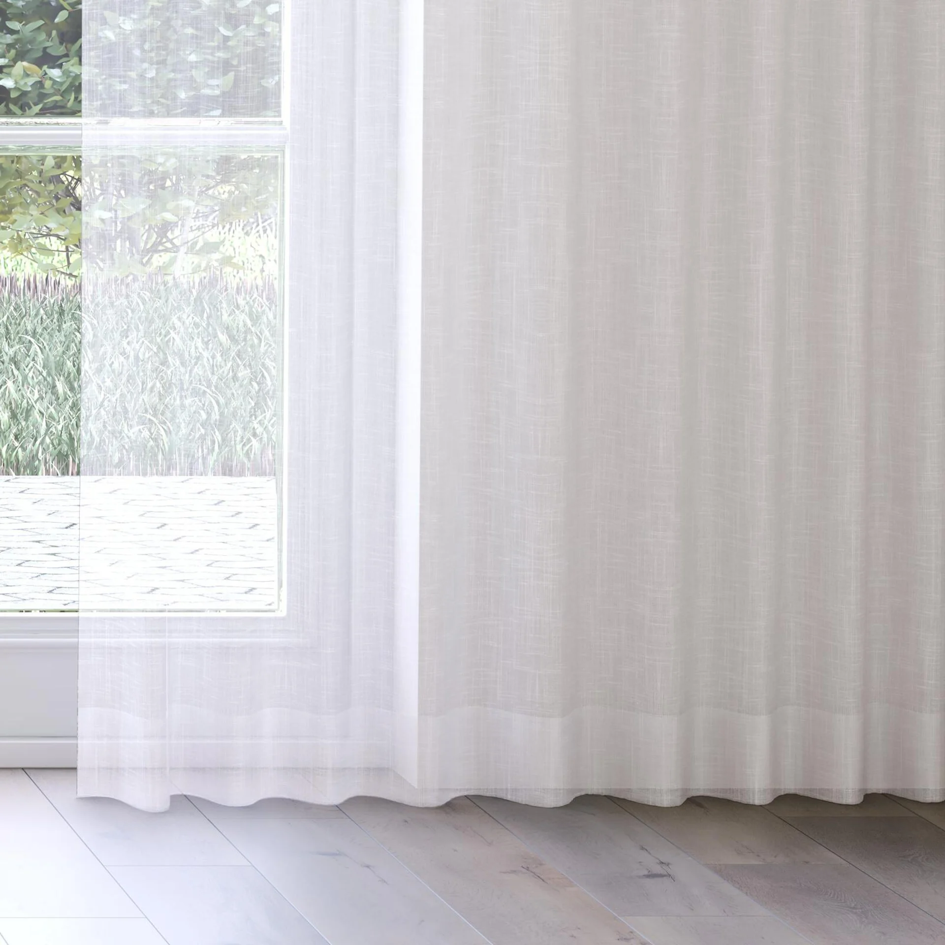 Bottom view of Attica Natural, on curtain rail