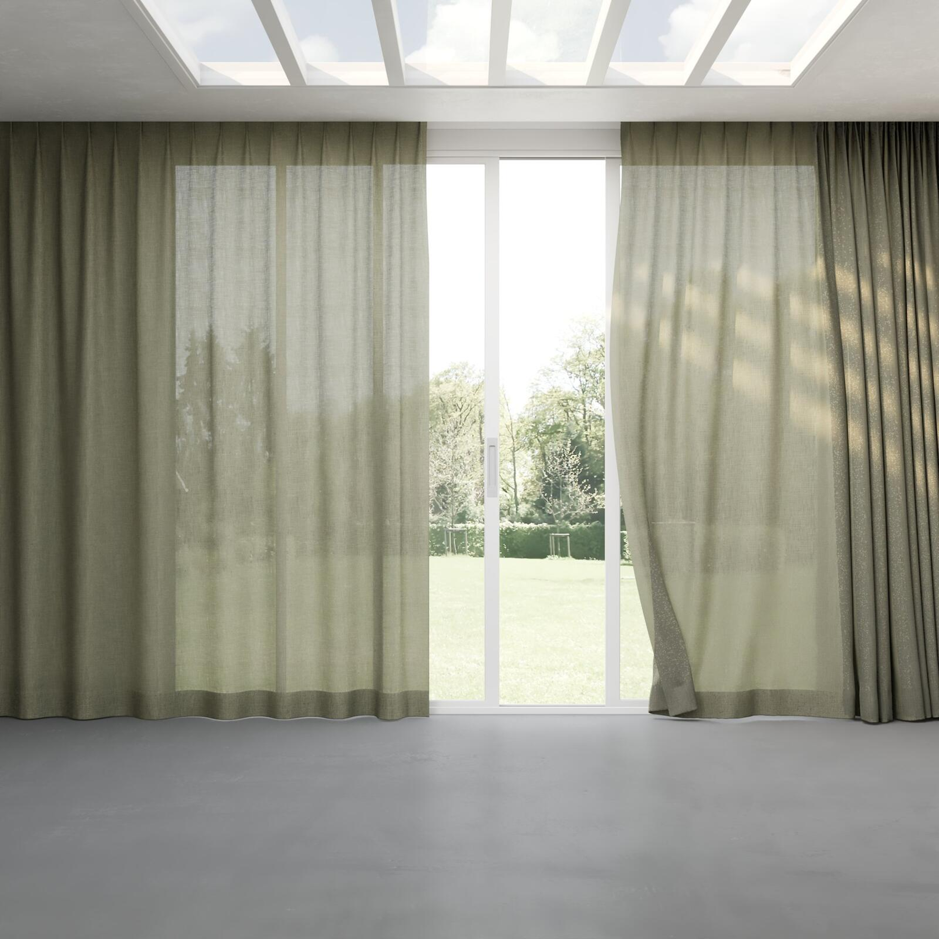 Full view of Motion Seagrass, pinch pleat