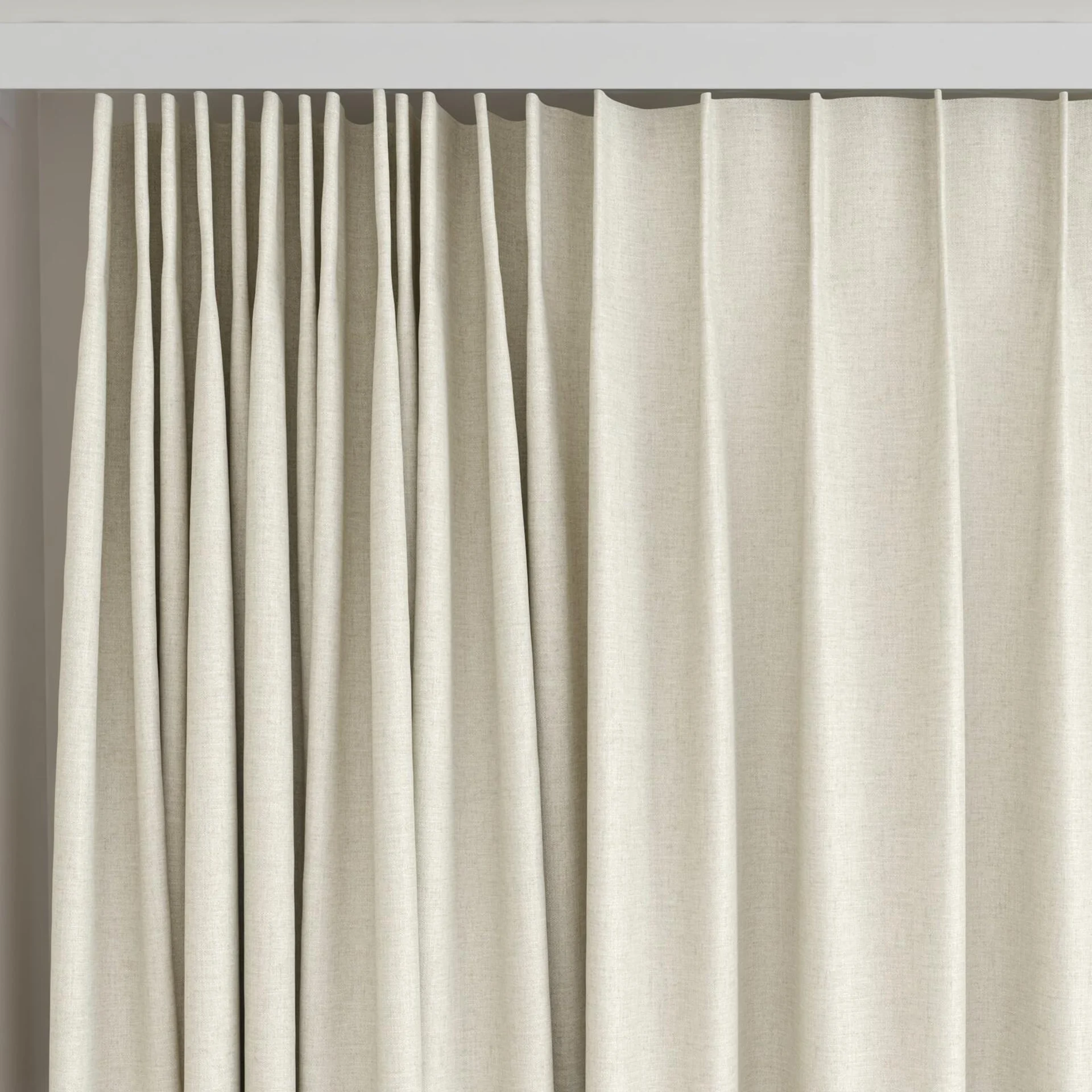 Top view of Stonewall Blackout Sesame, on curtain rail