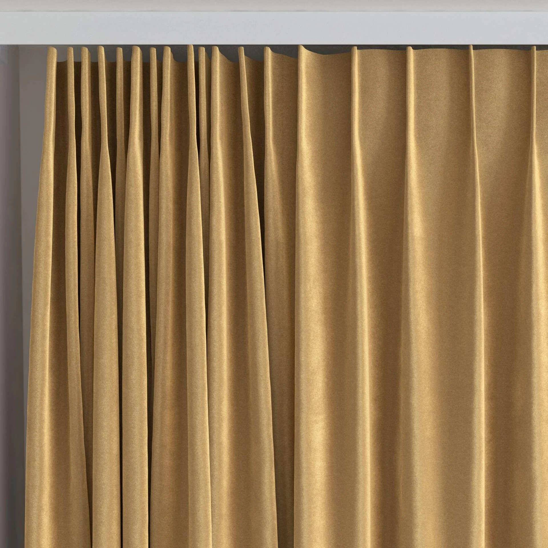 Top view of Velvelux Camel, on curtain rail