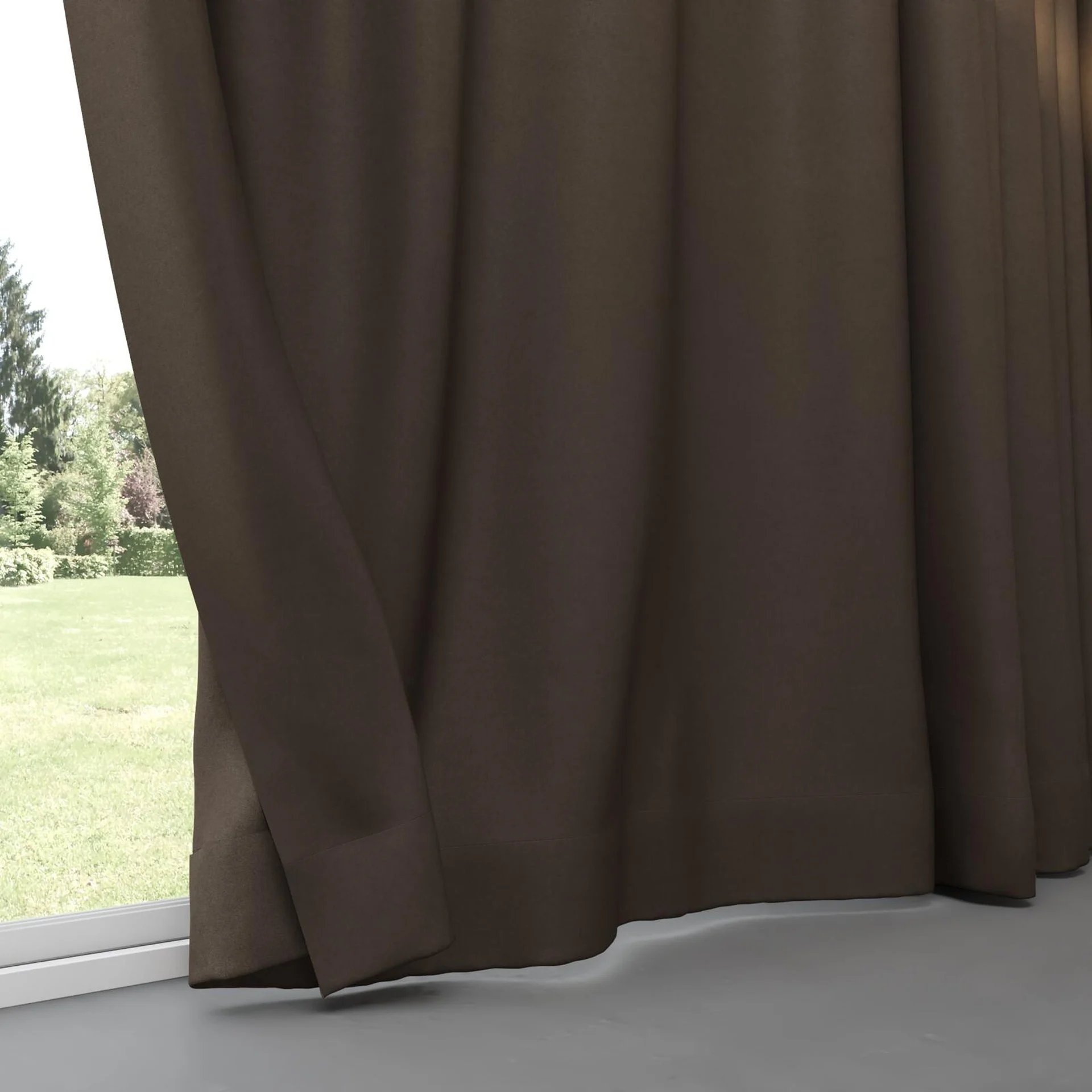 Bottom view of Peak Walnut, pinch pleat