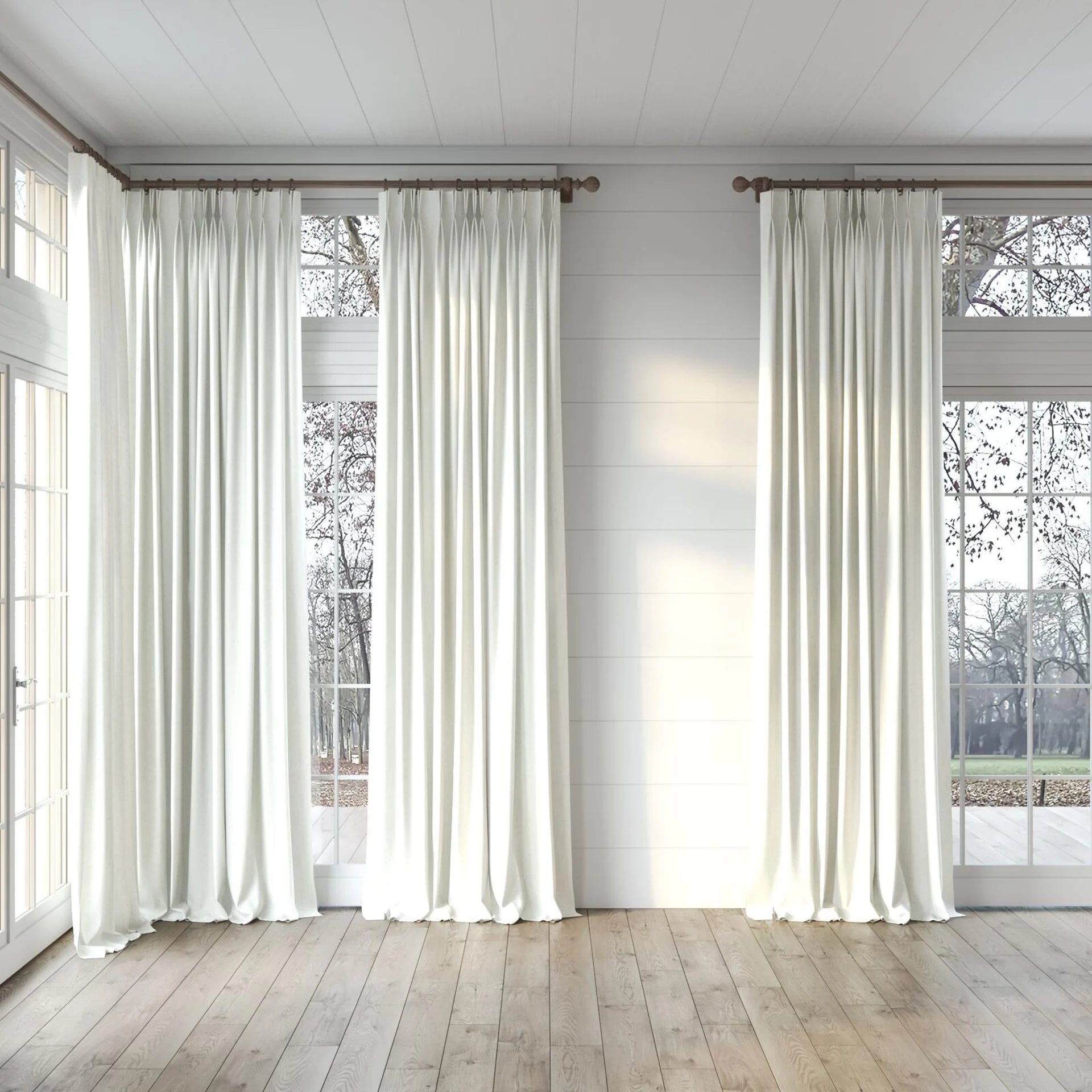 Full view of Mauritius Cream, puddled, on curtain rod