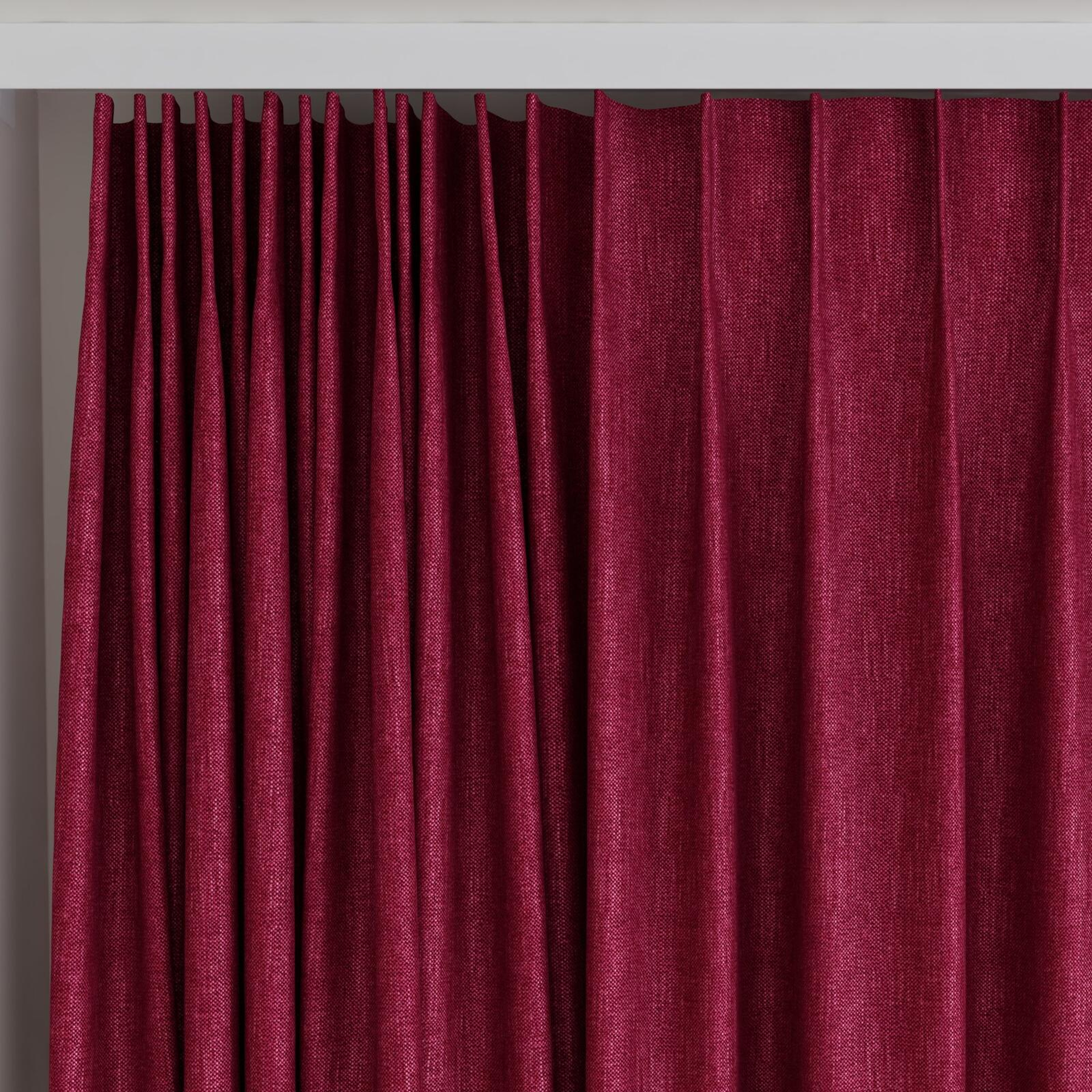 Top view of Bronco Claret, on curtain rail
