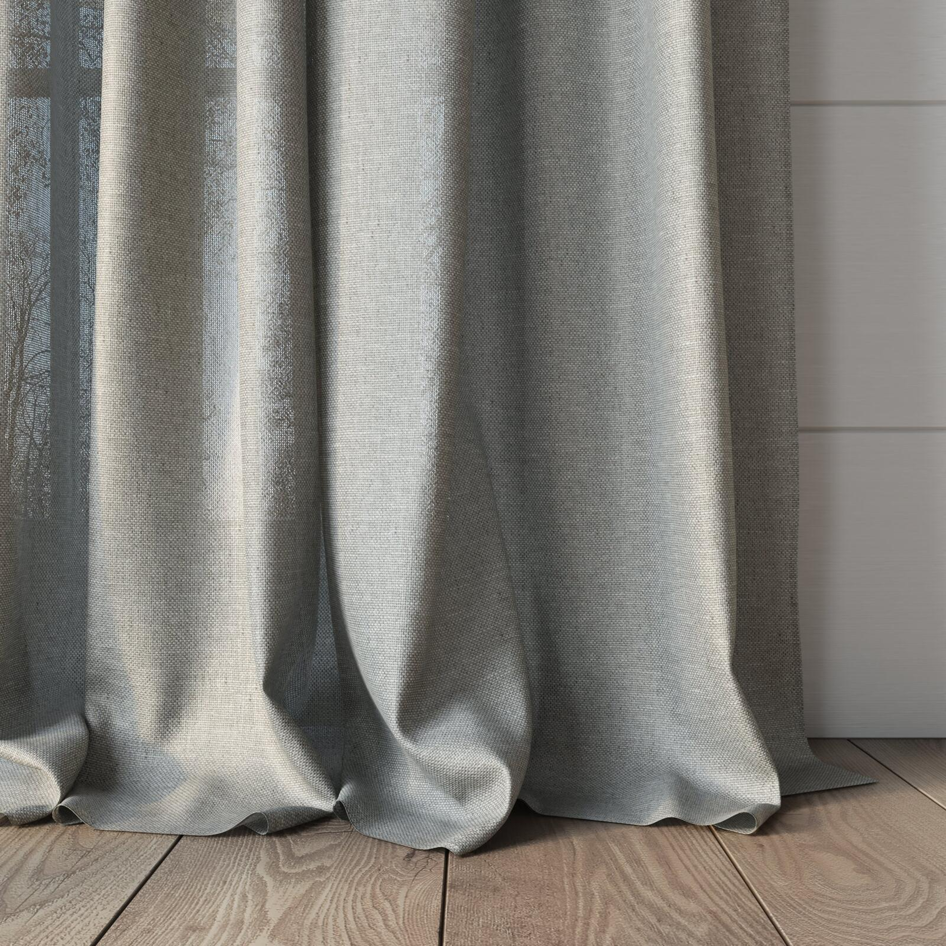 Bottom view of Sensation Stone, puddled, on curtain rod