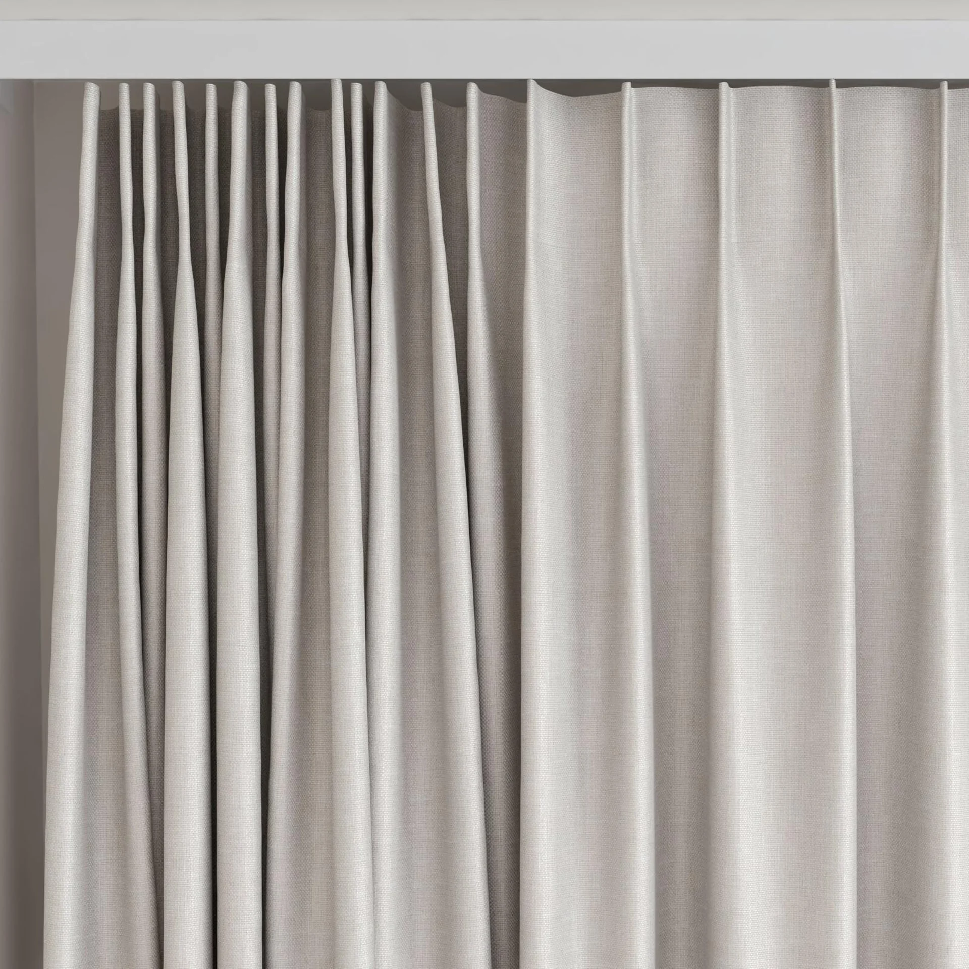 Top view of Matrix FR Oyster, on curtain rail