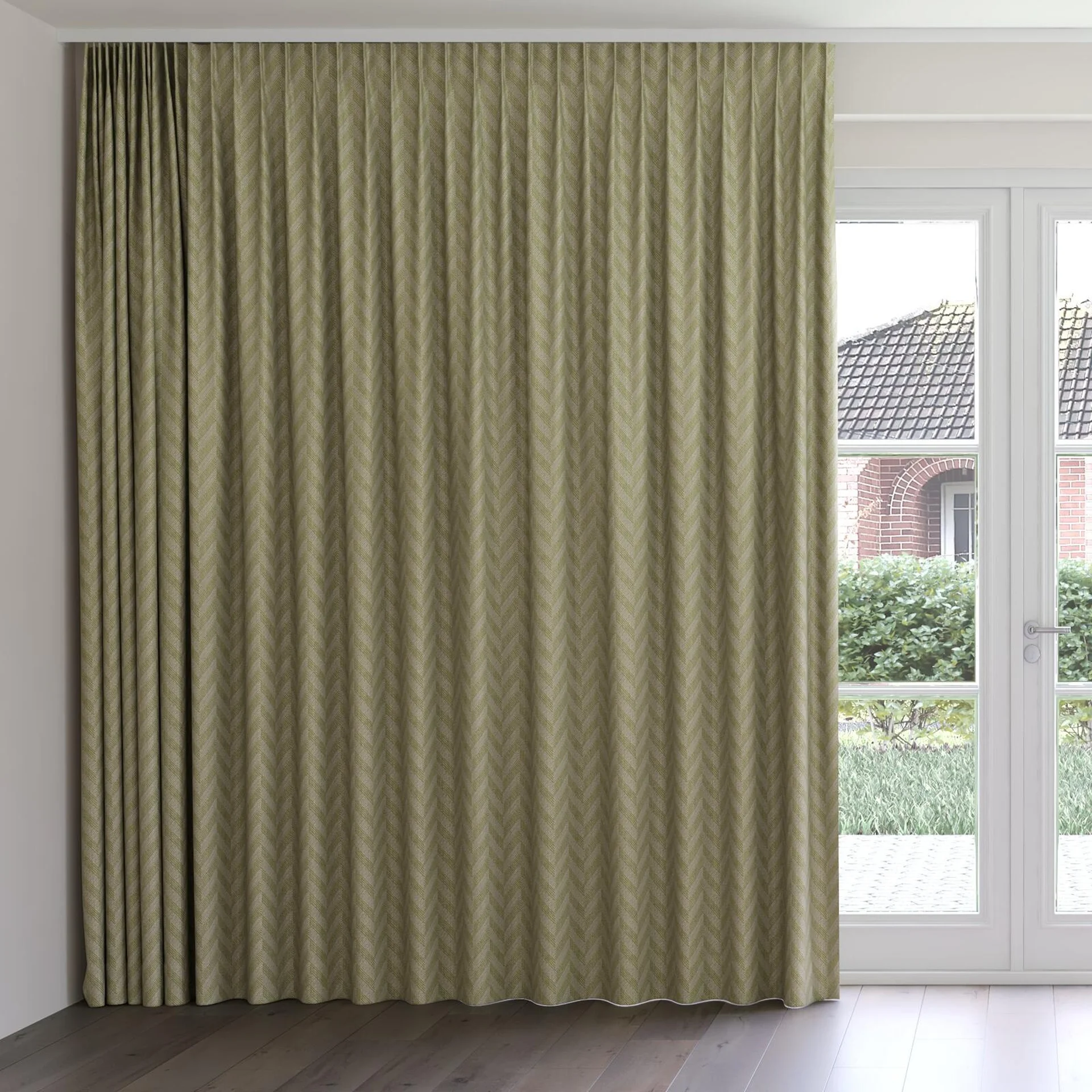 Front view of Lupine Sage, on curtain rail