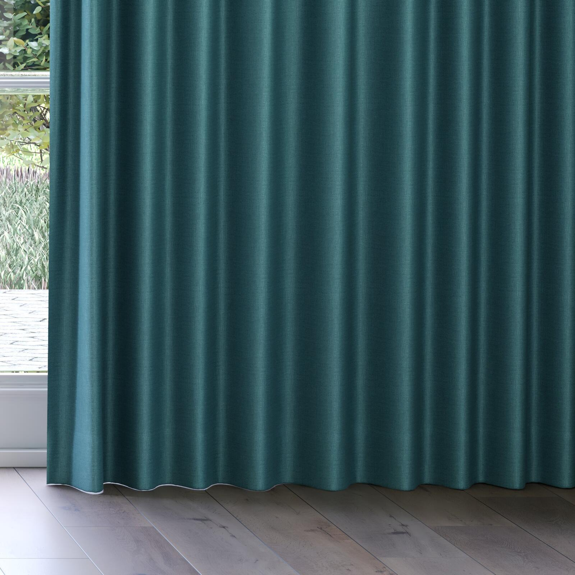 Bottom view of Tonga Teal, on curtain rail