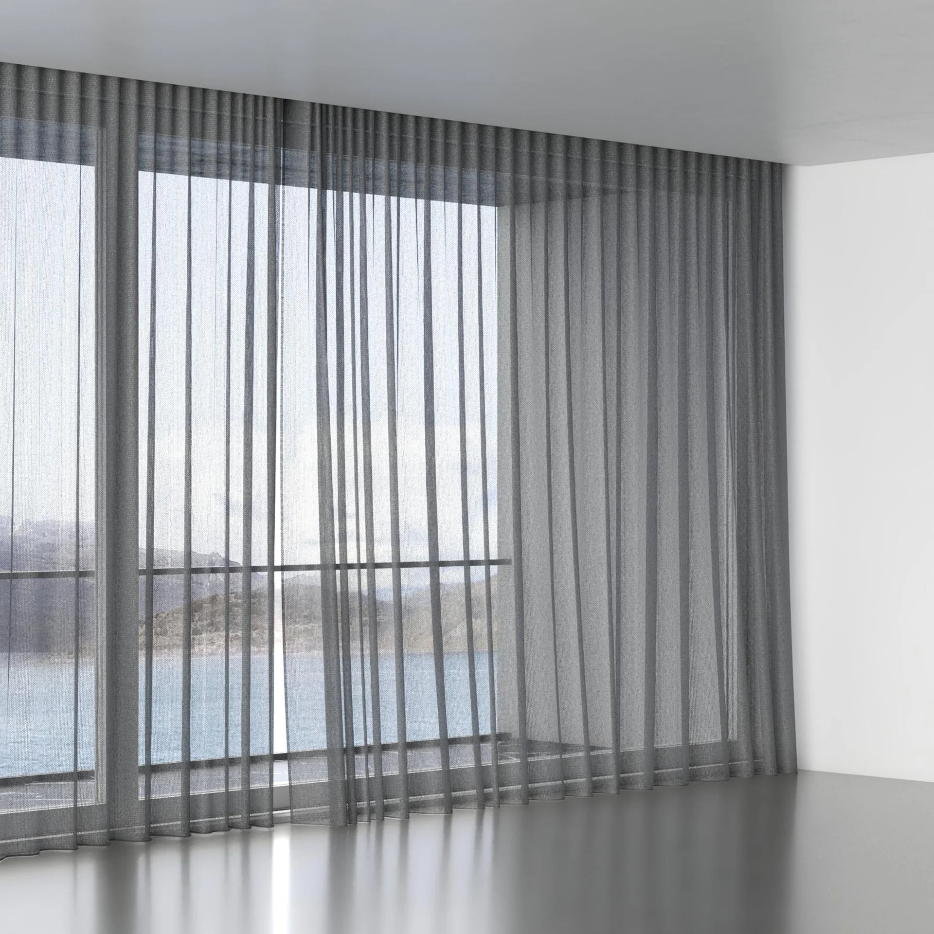 Full view of Cosmos Charcoal, wave pleat
