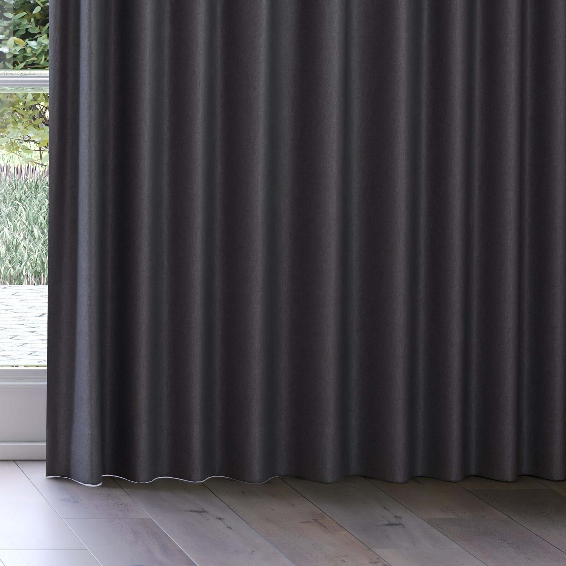 Bottom view of Woolly/Woolen Anthracite, on curtain rail